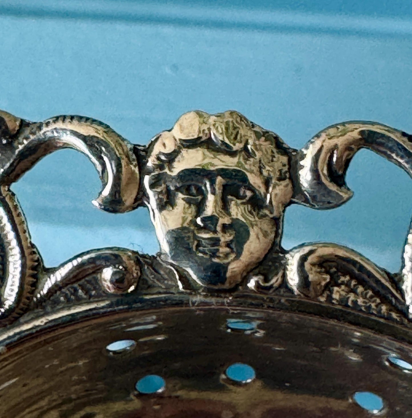 Antique Silver Tea Strainer, Early Edwardian Era, Dutch Themed, Milk Maid Handle, Silver Lion & Minerva Hallmarked Vintage Silverware, Dutch