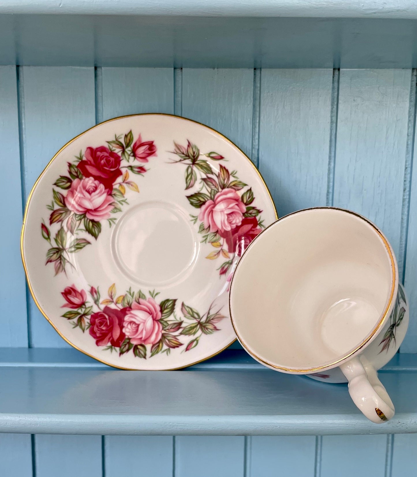 Vintage Queen Anne Cherry Blossom, Pink Floral Bone Tea Cup and Saucer, Antique English China, Previously Loved Vintage Cup, High-Tea Party