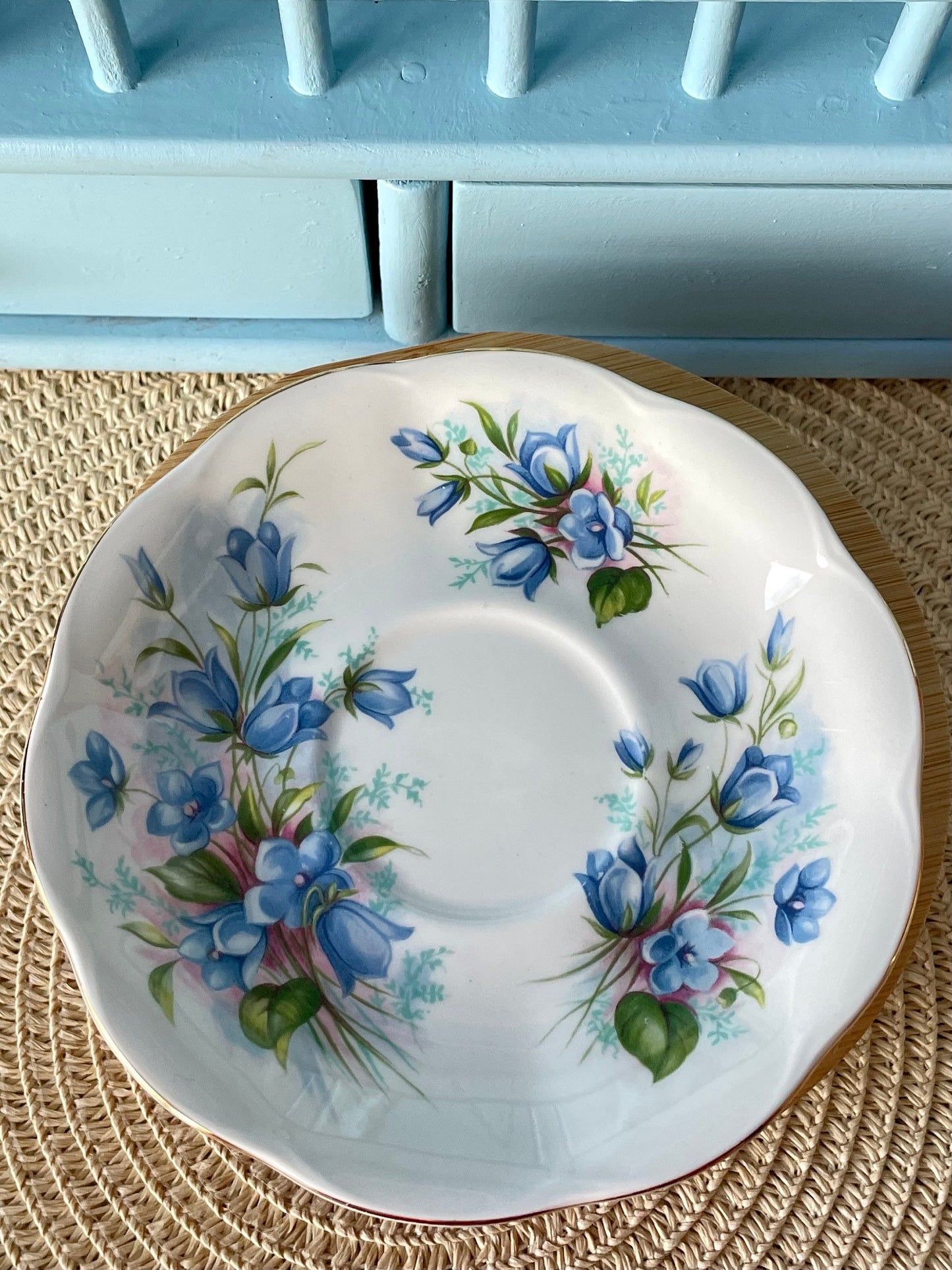Vintage Richmond "Pretty Blue Floral" TeaCup & Saucer, Fine Bone China England, 1050, Previously Loved, Perfect Blue Antique TeaCup, HighTea