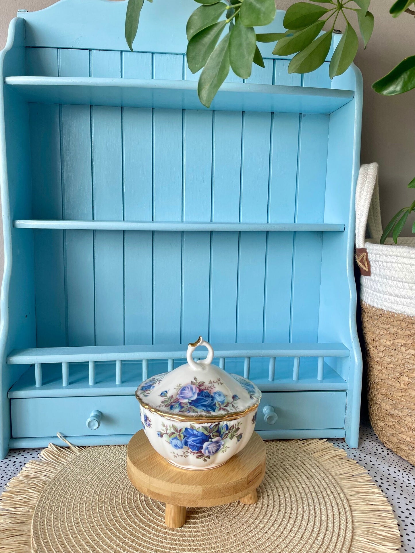 Vintage Royal Albert Moonlight Rose Candy Dish with Lid, Blue Roses & Gold Trim, Perfect for Candy, Bonbon Dish, English Bone China
