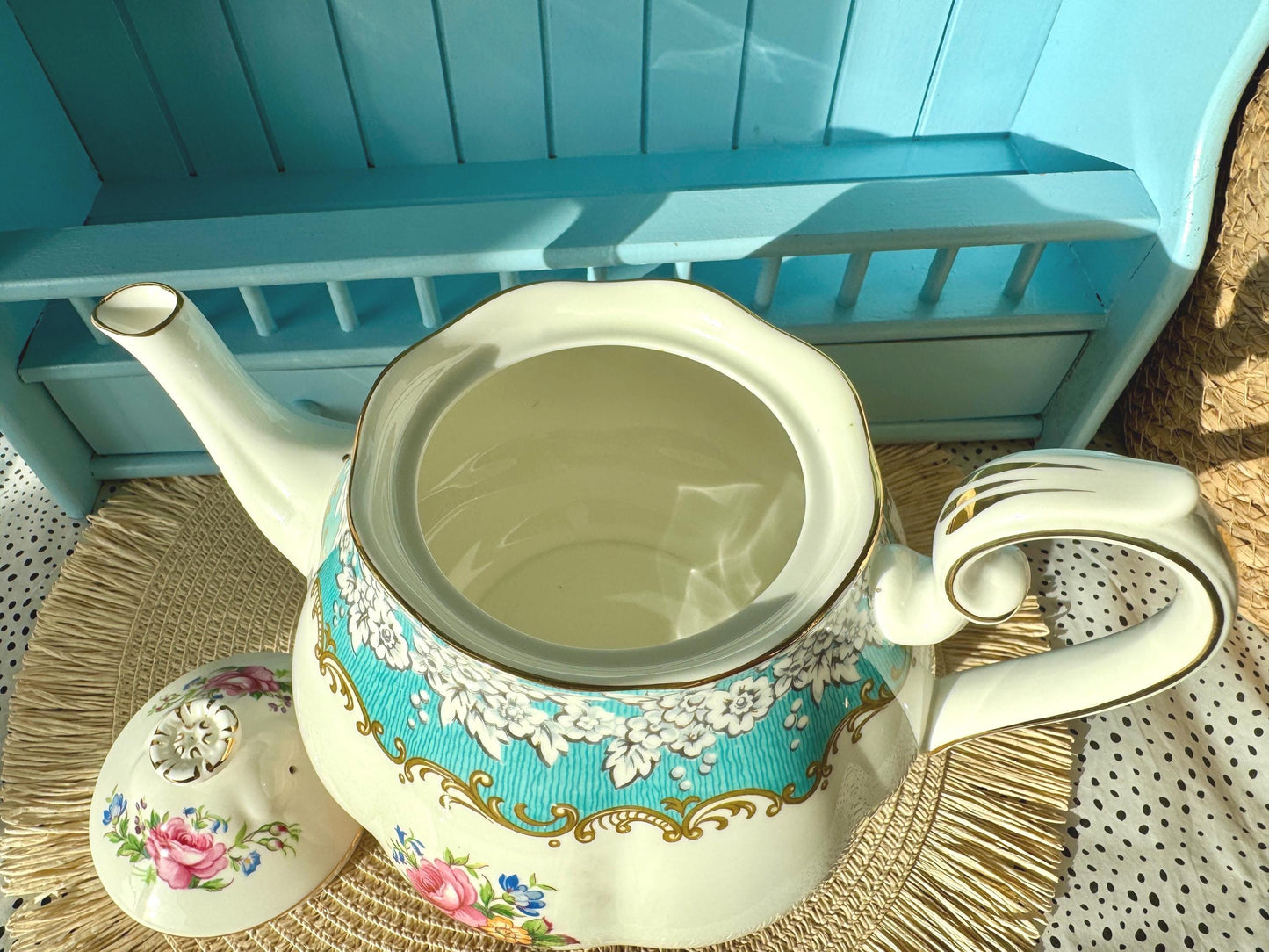 Vintage Royal Albert Enchantment Tea Set, 22-Piece, Bone China Service for 6, Never Used, Teapot, Cups, Saucers, Plates, Creamer, Sugar Bowl