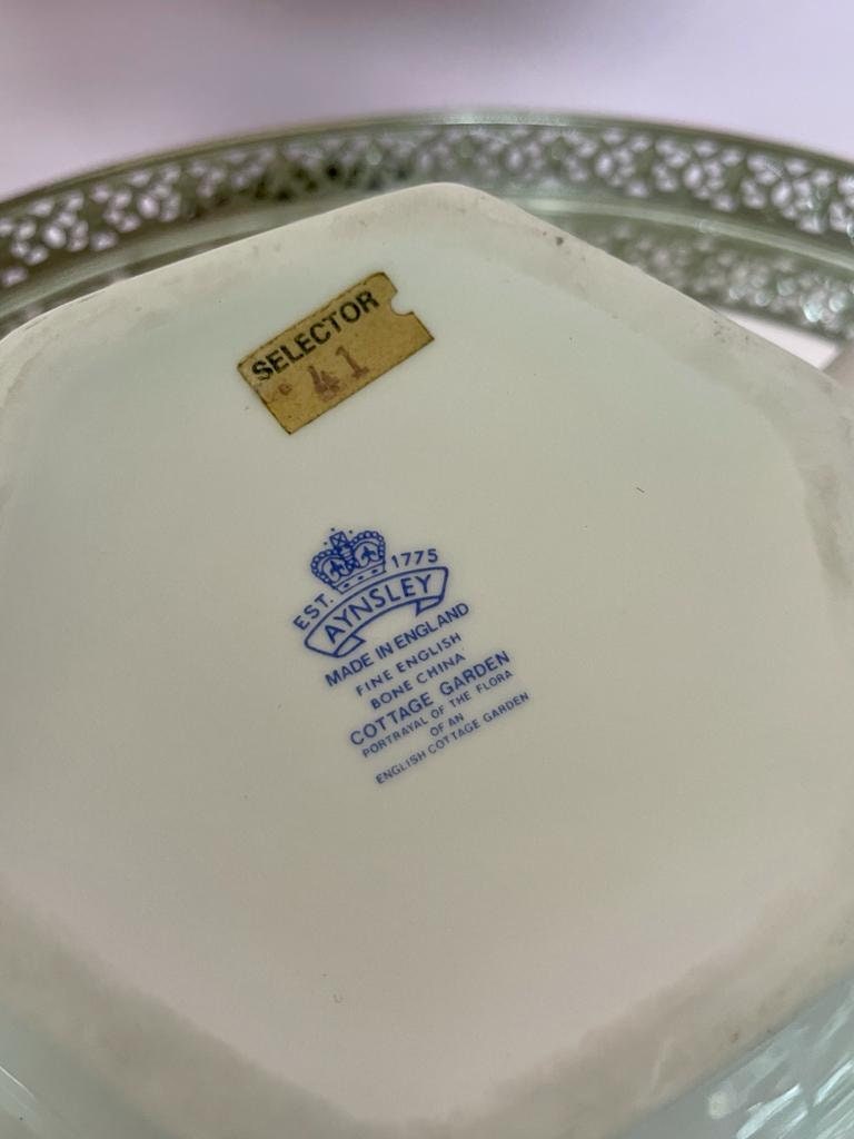 Aynsley Cottage Hexagonal Ginger Jar, Beautiful Vintage In Perfect Condition, Lidded Cookie Jar, Collectors Item, Fine Bone China England