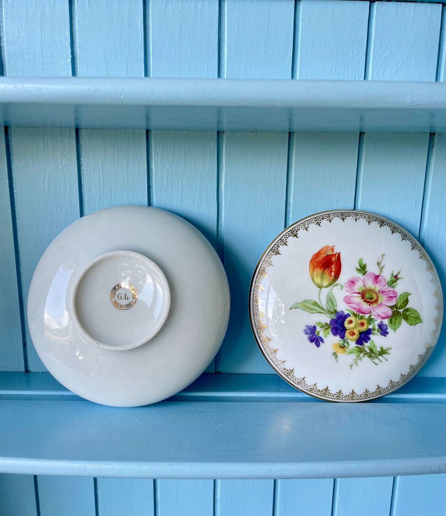 Hard To Find Vintage Limoges France Floral Lidded Trinket Box, Gold And Porcelain, Previously Loved, Very Collectible, French Antique
