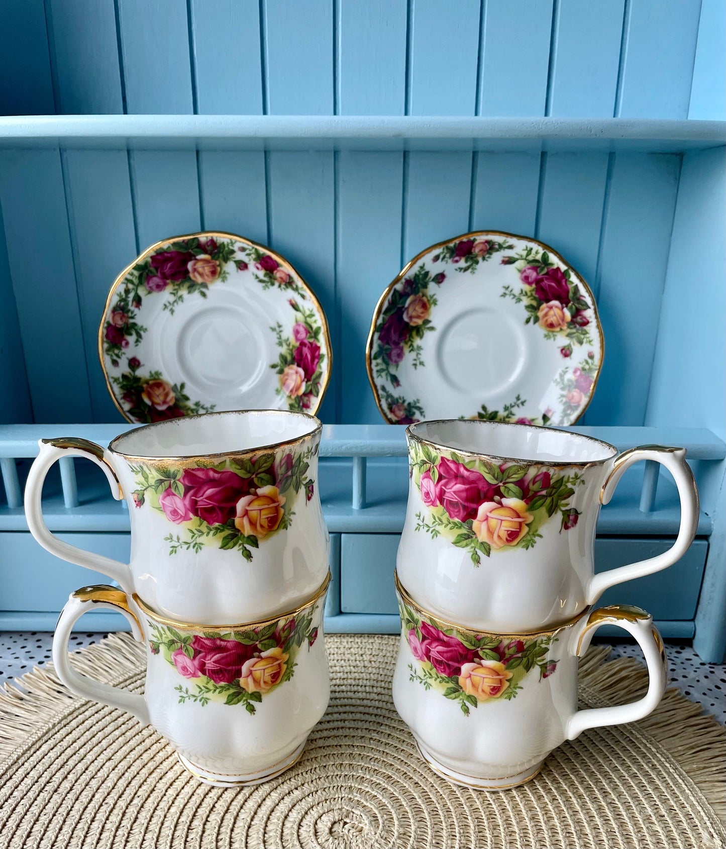Vintage Royal Albert Old Country Roses Large Montrose Mug, 4 Available, Fine Bone China, Second Edition X Mark, Previously Loved, England