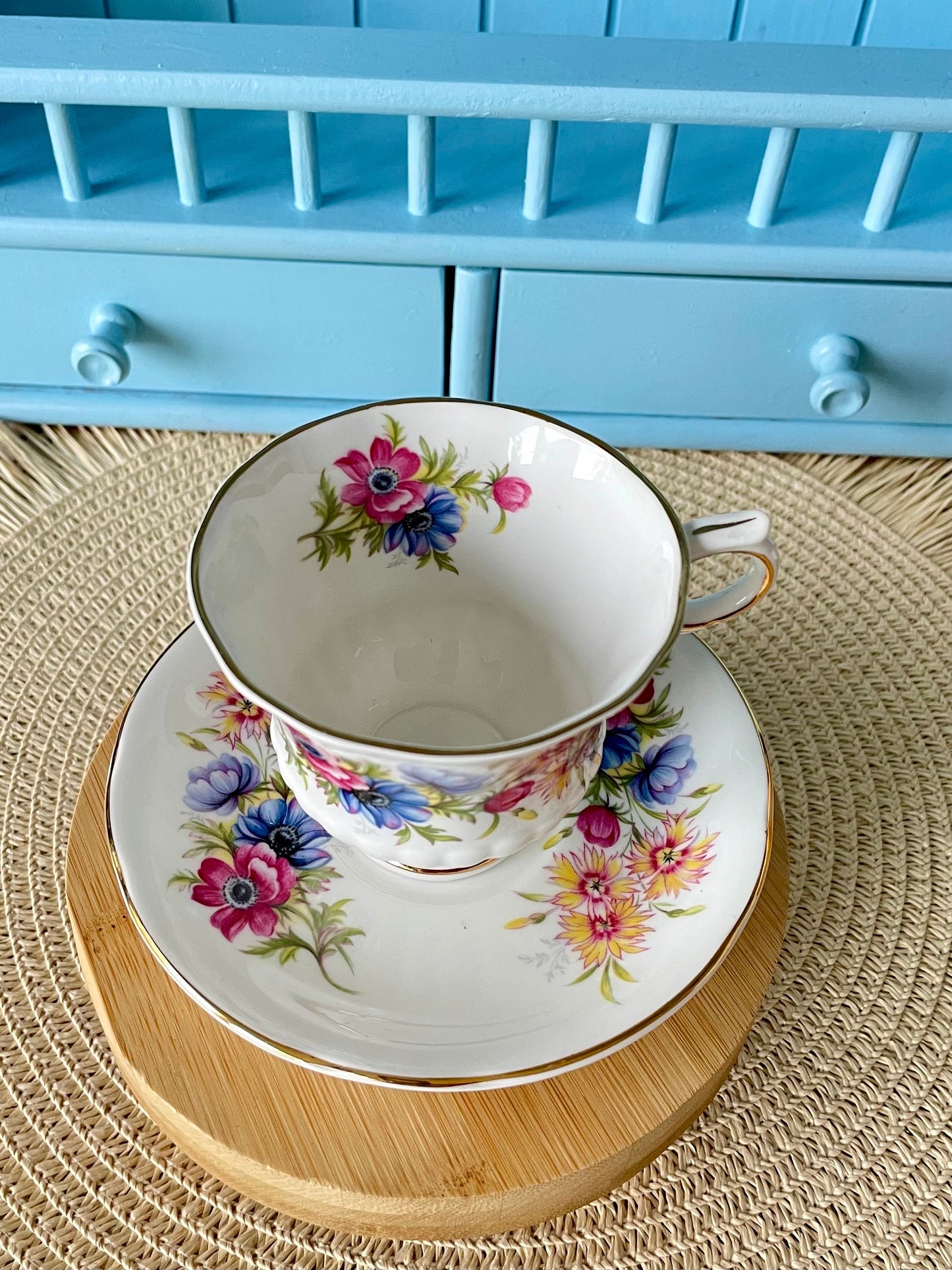 Vintage Beautiful Paragon Flower Festival, English Bone China, Coffee Cup and Saucer, Previously Loved Lady Sized Cup, Lovely Gift, England