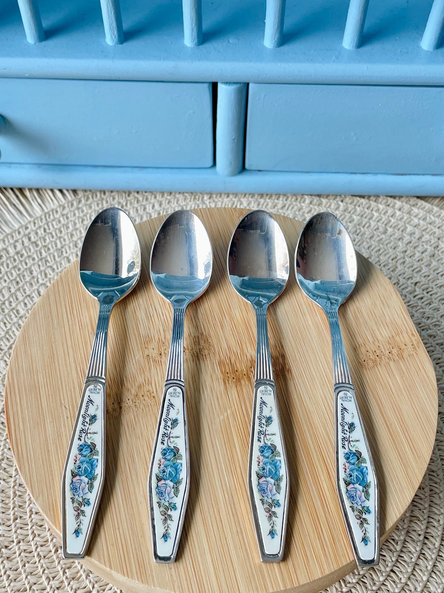 Vintage Royal Albert "Moonlight Rose" TeaSpoon, 4 Spoons Available, Silver Plated, Previously Loved Vintage, For HighTea, Made In England