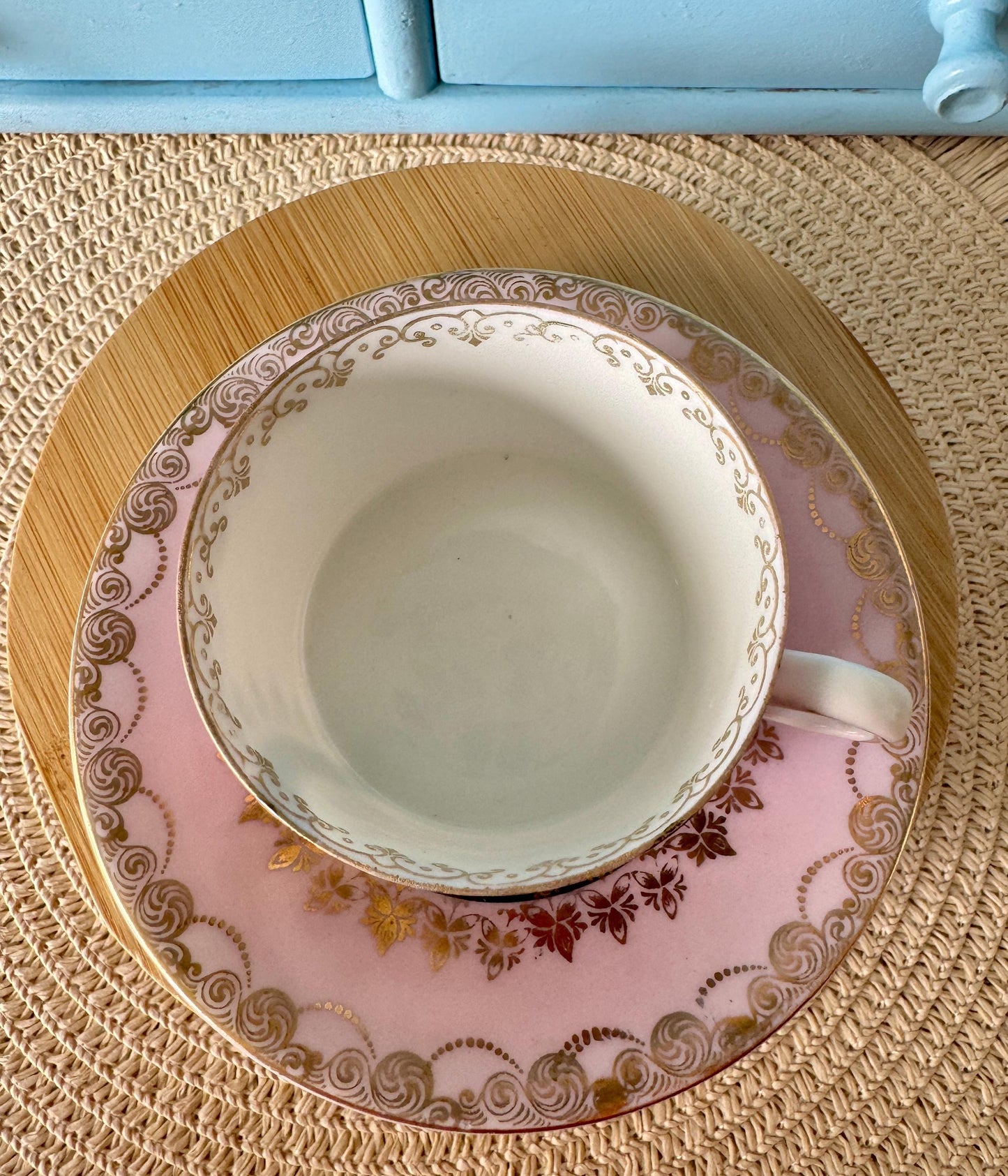 Antique Royal Vienna Fragonard Espresso Cup & Saucer, Beehive Mark Cup, Pink Gold Eggshell Porcelain, Matched Set, Vintage Romantic, Austria