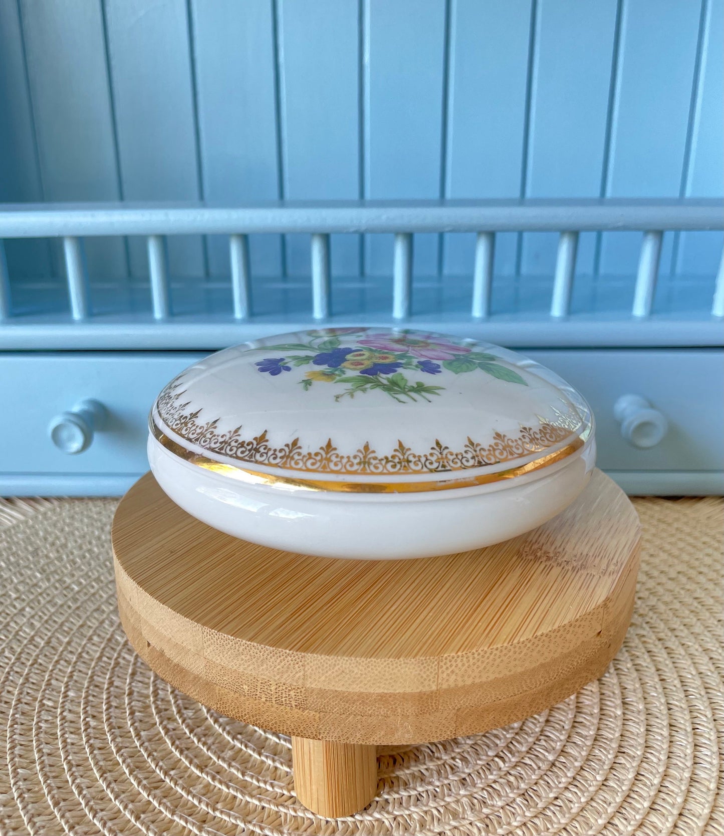 Hard To Find Vintage Limoges France Floral Lidded Trinket Box, Gold And Porcelain, Previously Loved, Very Collectible, French Antique