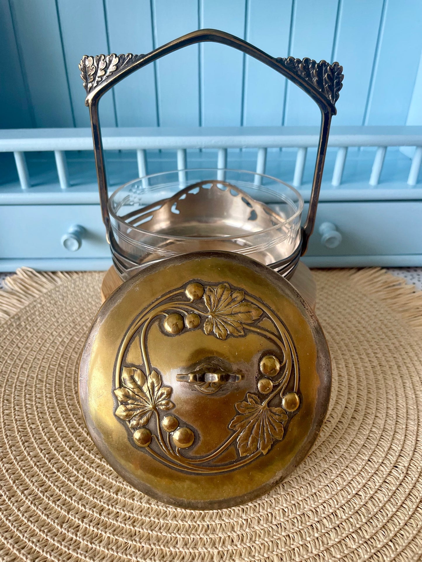 Beautiful Art Nouveau Elegance: WMF Glass Bonbon Box with Silverplated Lid (I/O Mark) Previously Loved Antique, Collectors Item, Lovely Gift