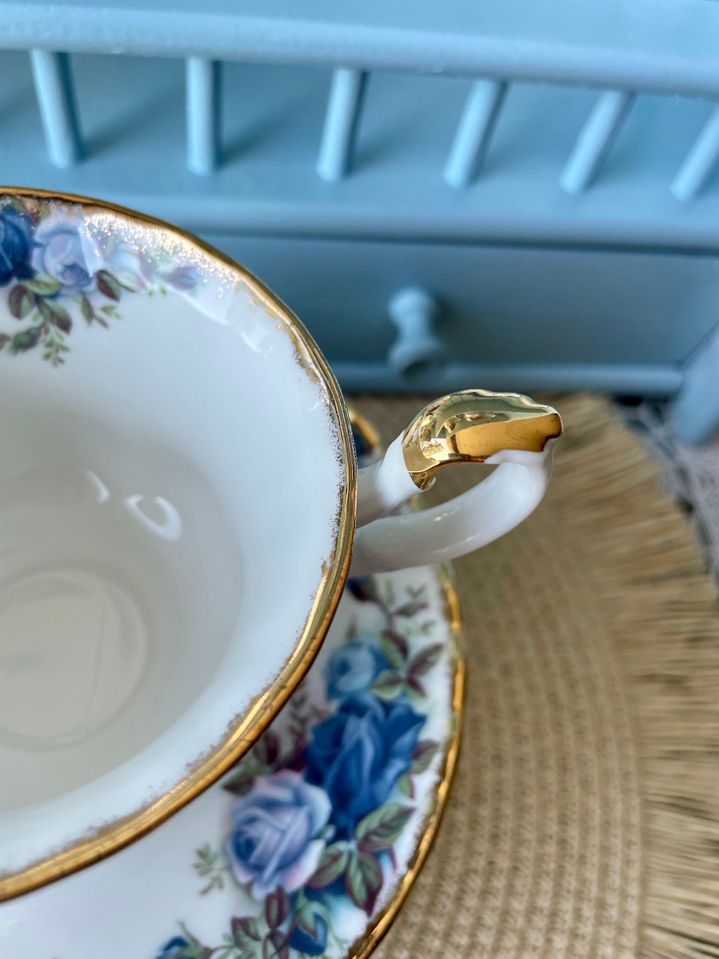 Beautiful Vintage Male Sized Royal Albert "Moonlight Rose" Teacup & Saucer, Made in England, Previously Loved, Display Piece, High-Tea Party