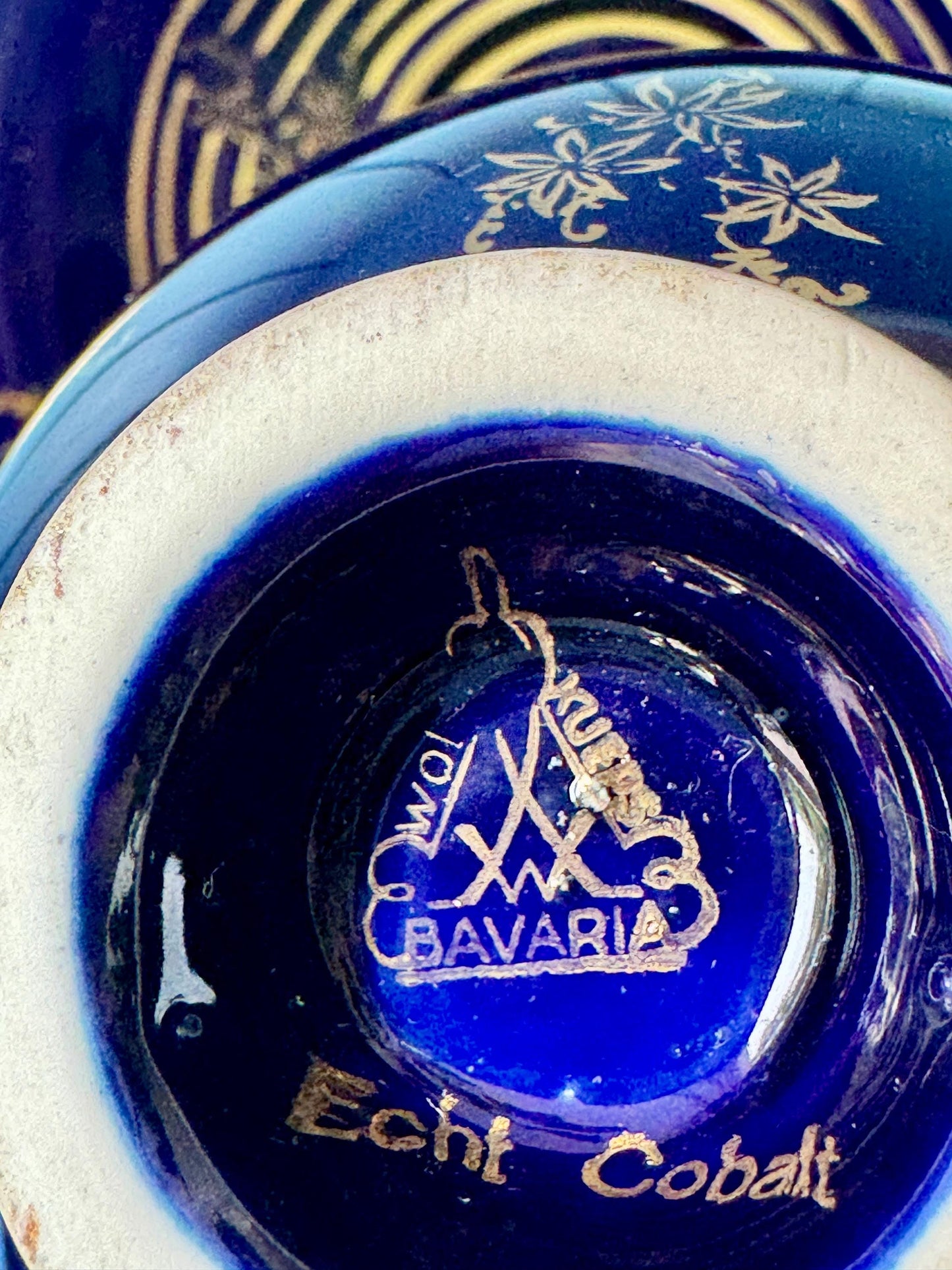 Vintage Wolf Kueps Echt Cobalt Demitasse Set, Perfect Gold Interior, Vintage German Porcelain, Cobalt Blue & Gold, Bavarian Demitasse TeaSet