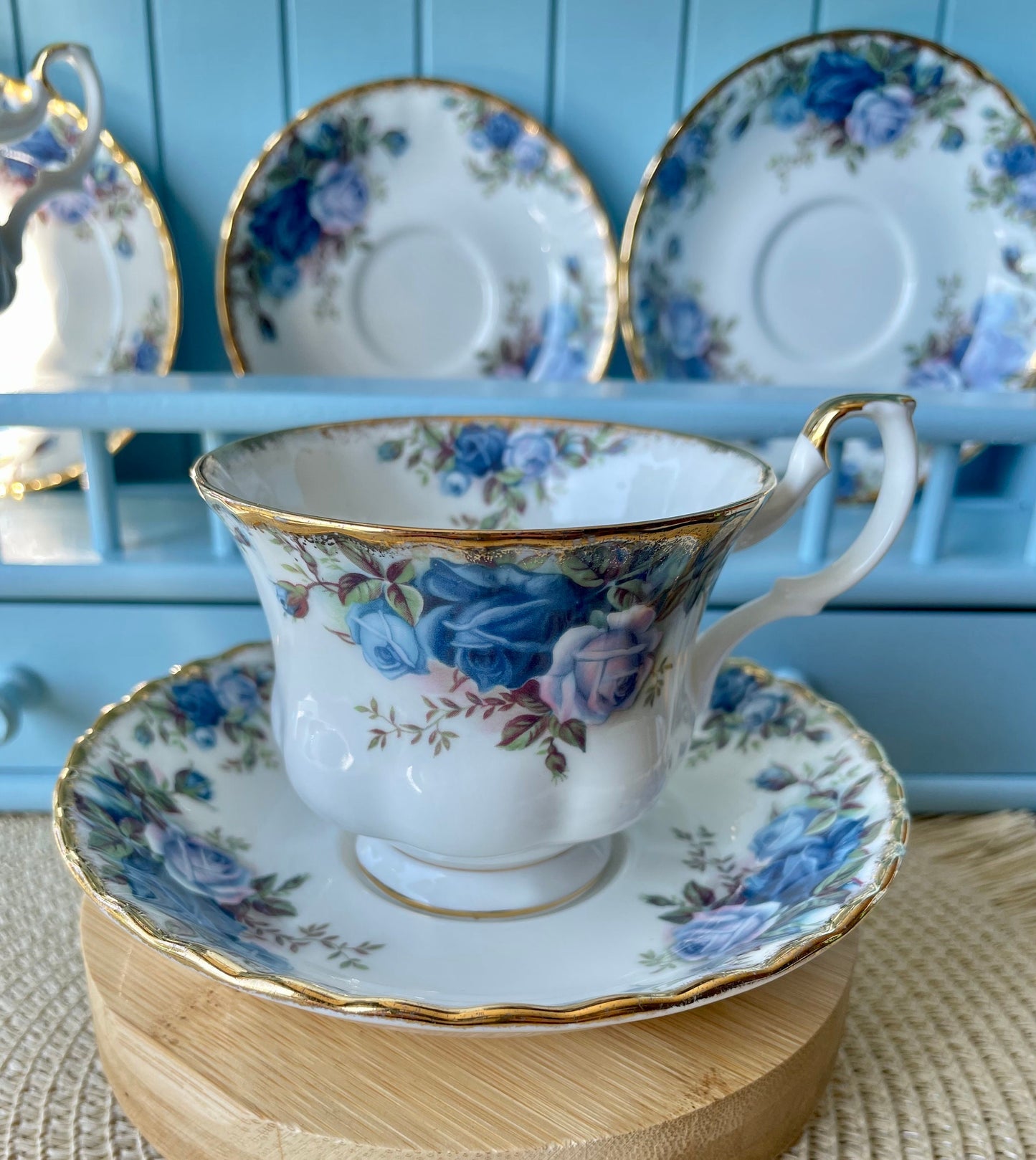 Beautiful Vintage Male Sized Royal Albert "Moonlight Rose" Teacup & Saucer, Made in England, Previously Loved, Display Piece, High-Tea Party