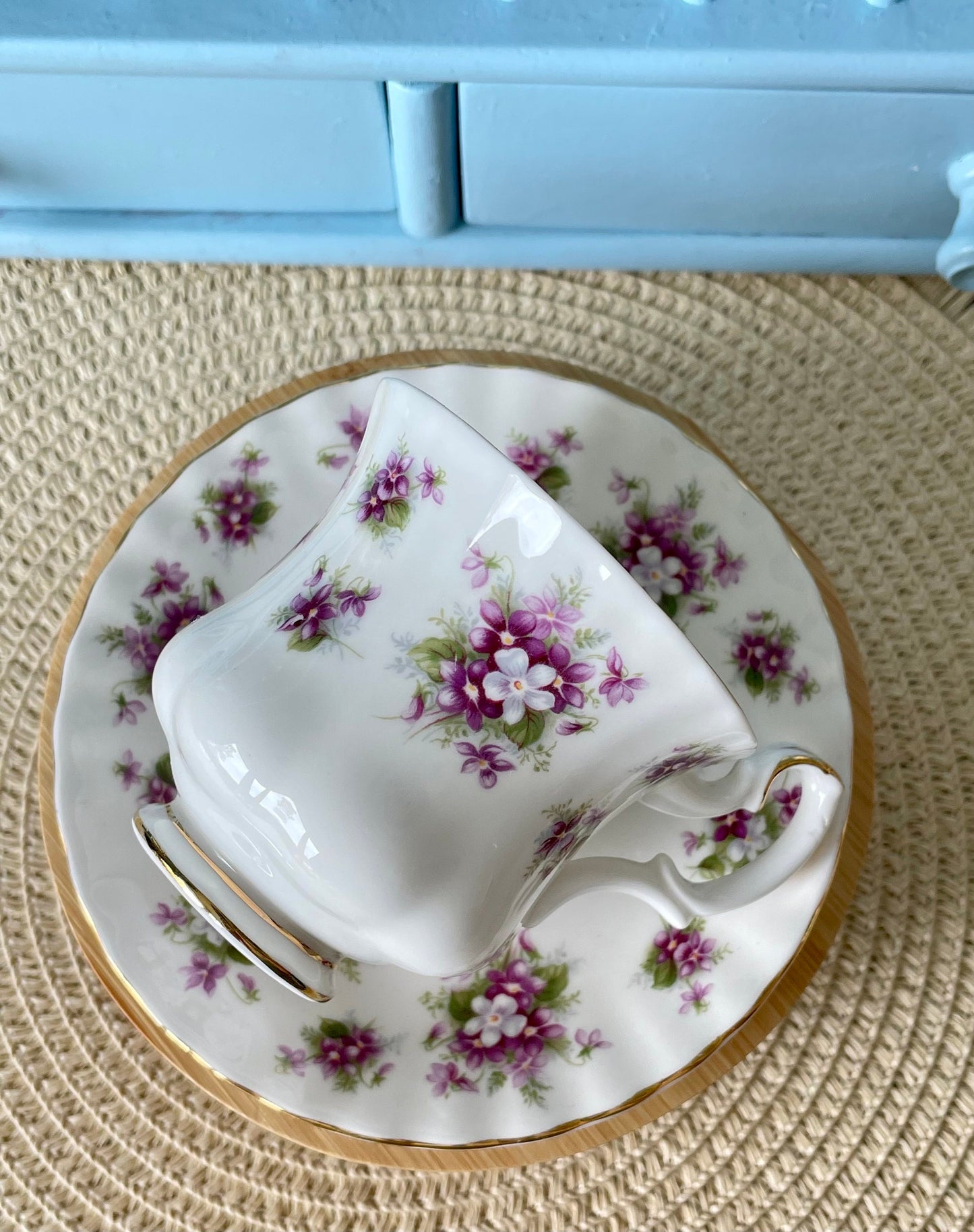 Beautiful Vintage Royal Albert Ladies Sized Tea Cup and Saucer. Fine Bone China, Sweet Violets Series, Previously Loved Vintage Cup