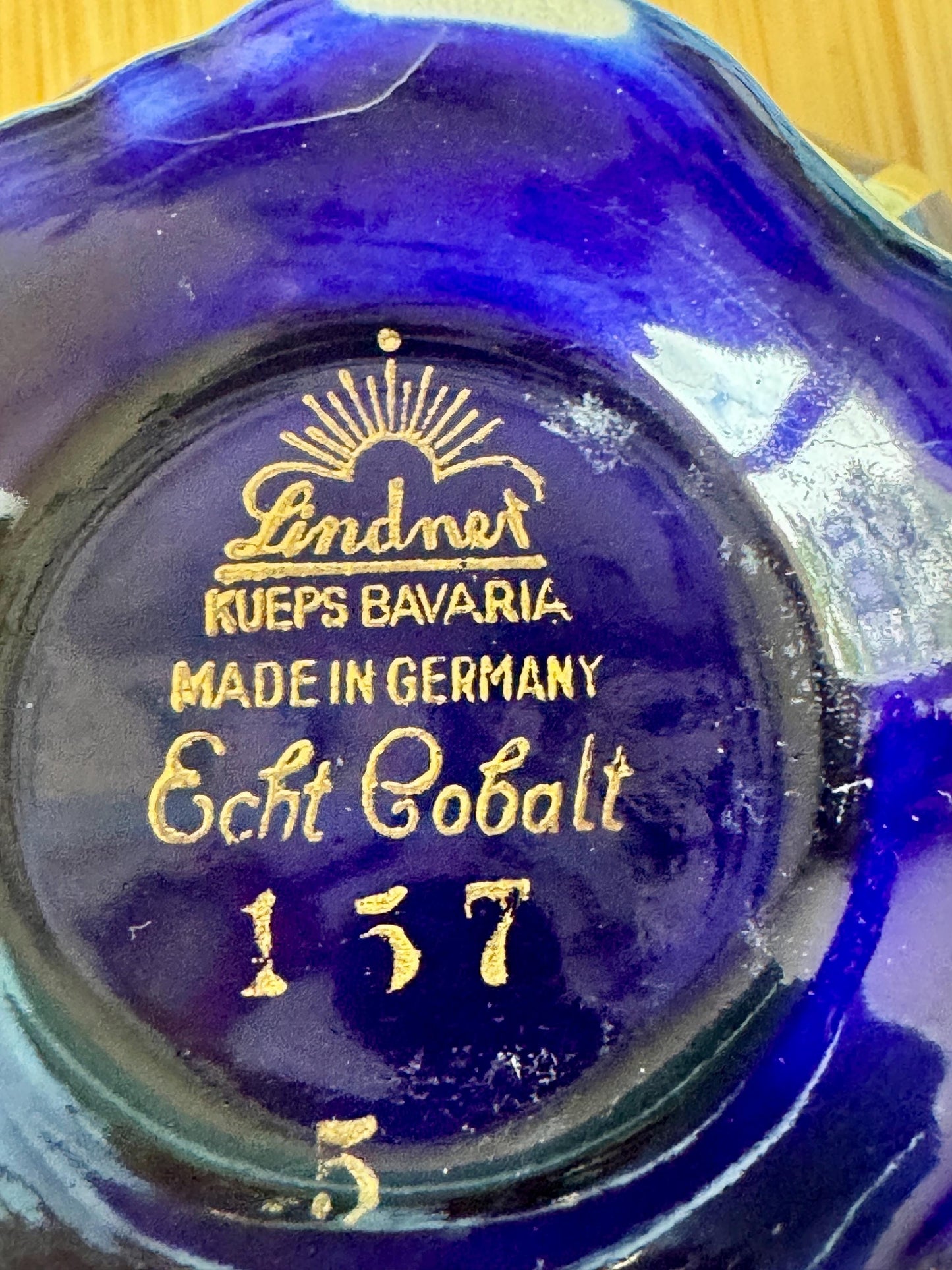 Lindner Kueps Echt Cobalt Espresso Cups Set of 4 + Bonus, No Saucers, Vintage German Porcelain, Cobalt Blue & Gold, Bavarian Espresso Cups