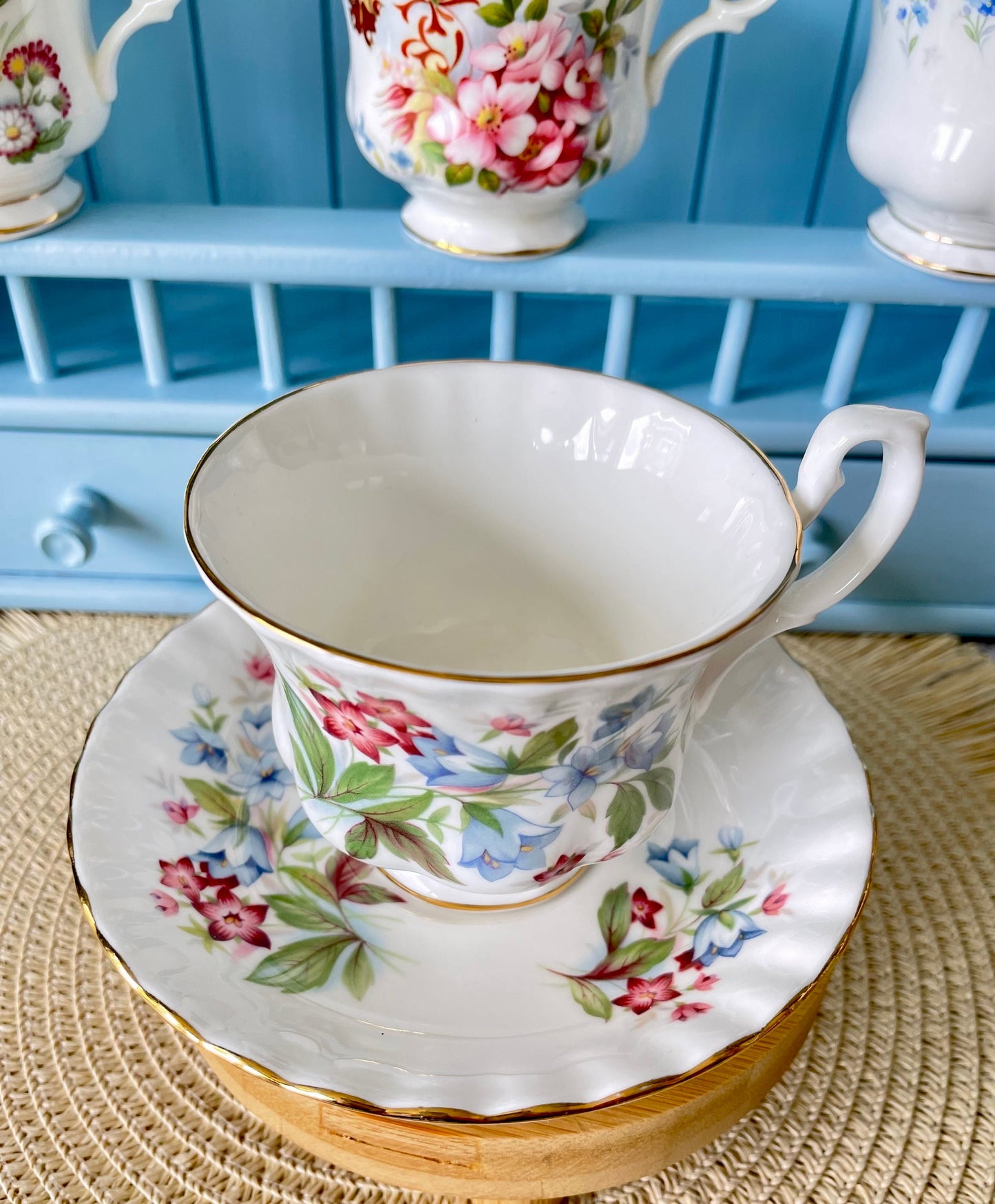 Vintage Royal Albert Bourton Summertime Series Male Sized TeaCup & Saucer, Fine Bone China, Made In England, HighTea Party, Previously Loved