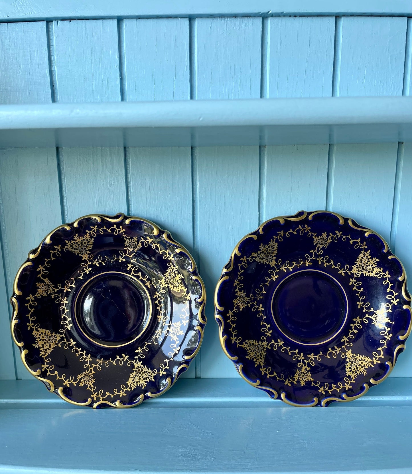 Very Rare Hard to Find Mint Condition, Vintage Lindner Kueps Bavaria Made in Germany Real Cobalt EspressoCup &Saucer, Kobalt Blue, 24 karat