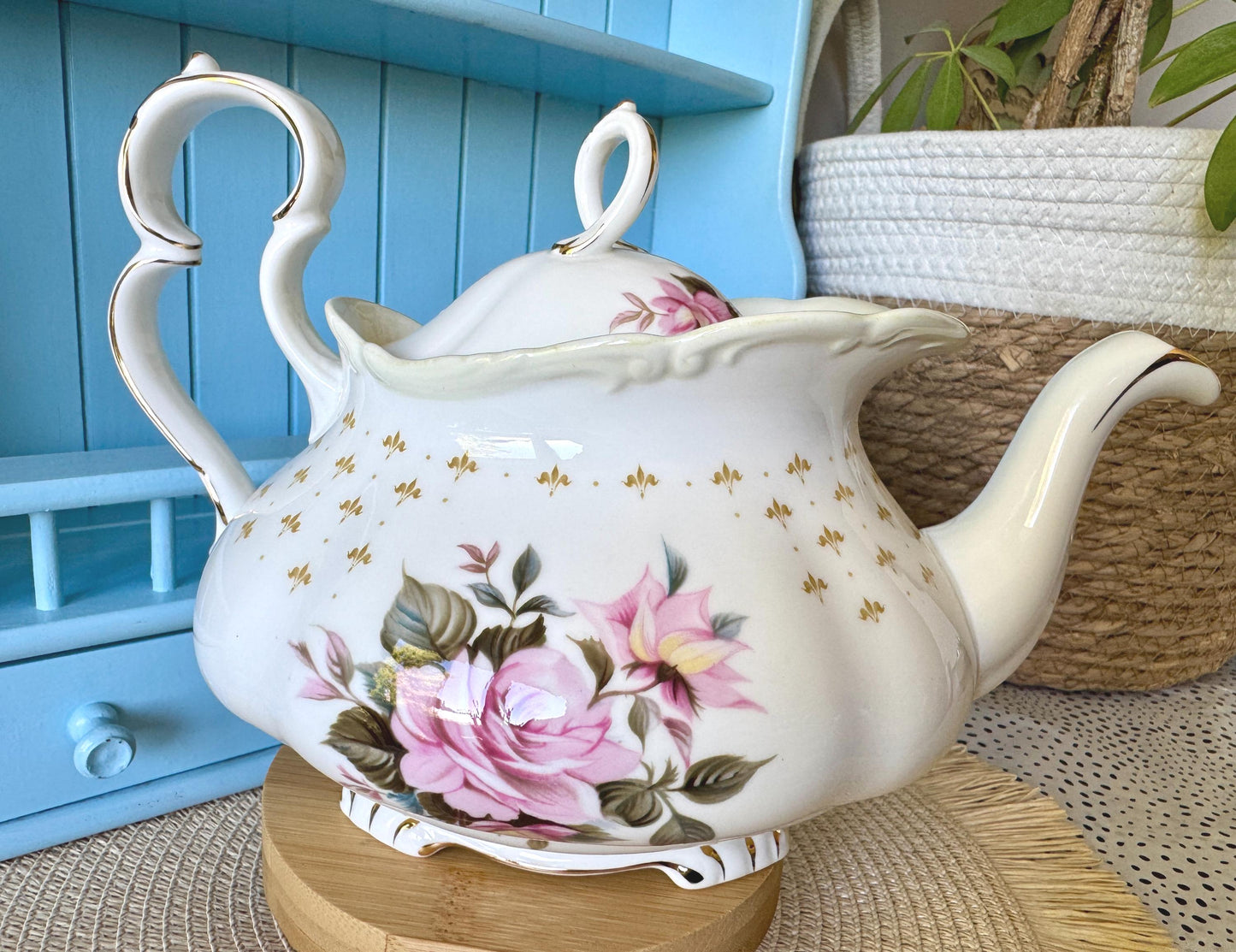 Extremely Rare Royal Albert Marie Louise Teapot, Rarer Than Senorita, Vintage Collectors Piece, Hard 2 Find, 10 Inch Teapot, Made in England