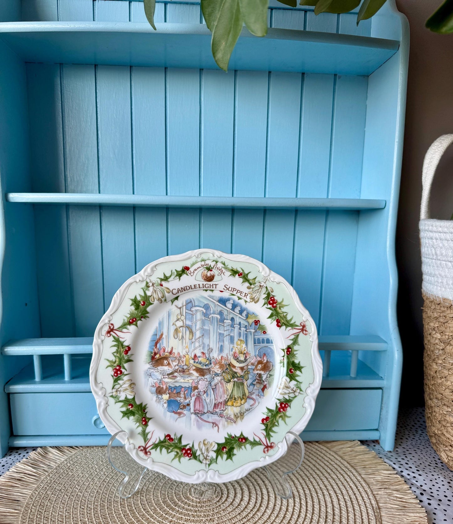 Vintage Royal Doulton "Brambly Hedge" Candlelight Supper Plate, Midwinter Collection 8 Inch Plate, Jill Barklem, Bone China, Made inEngland