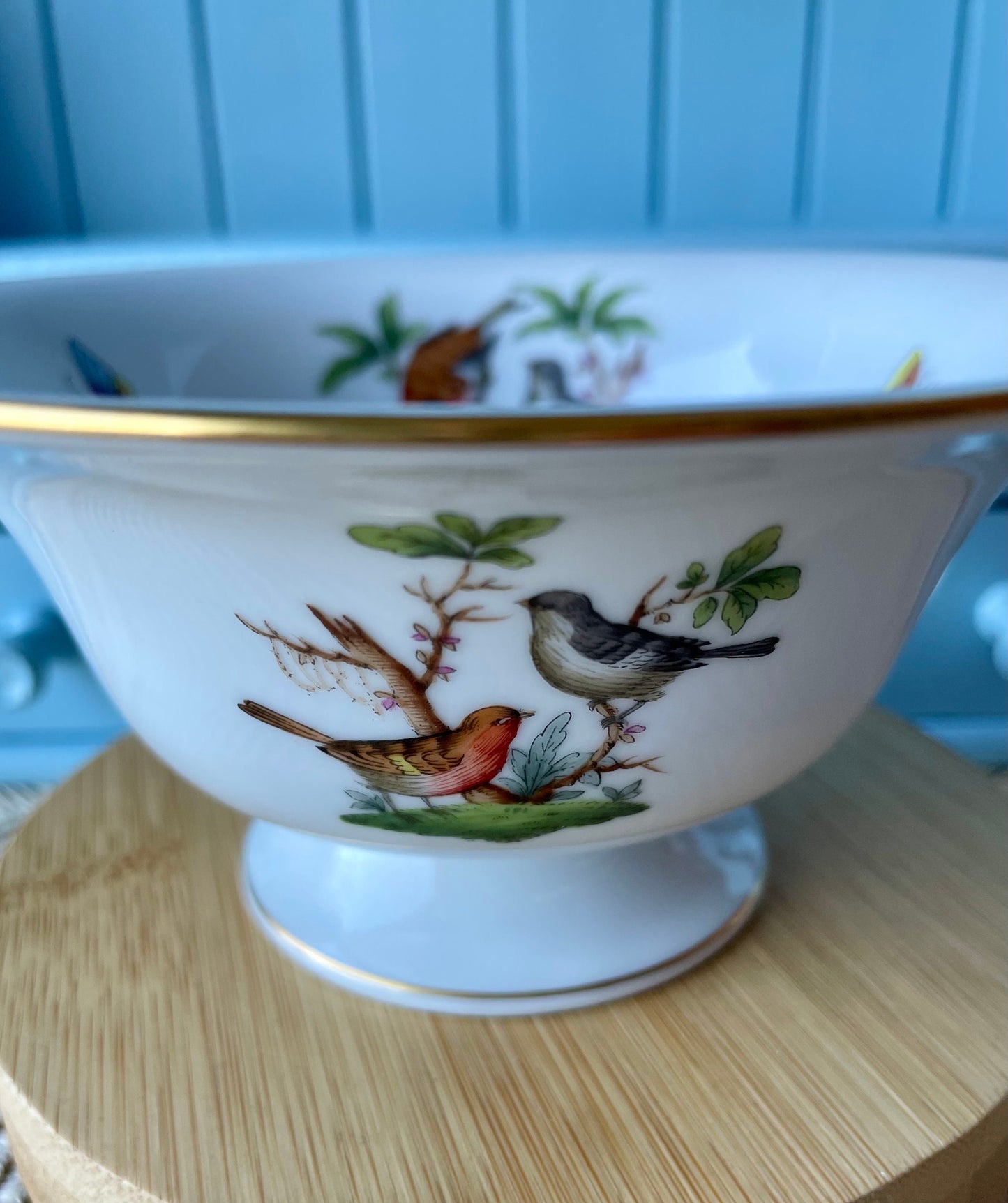 Pretty Vintage Herend Rothschild Birds Footed Bowl, HandPainted, Hungarian Porcelain, 15cm in diameter, Previously Loved, Made in Hungary