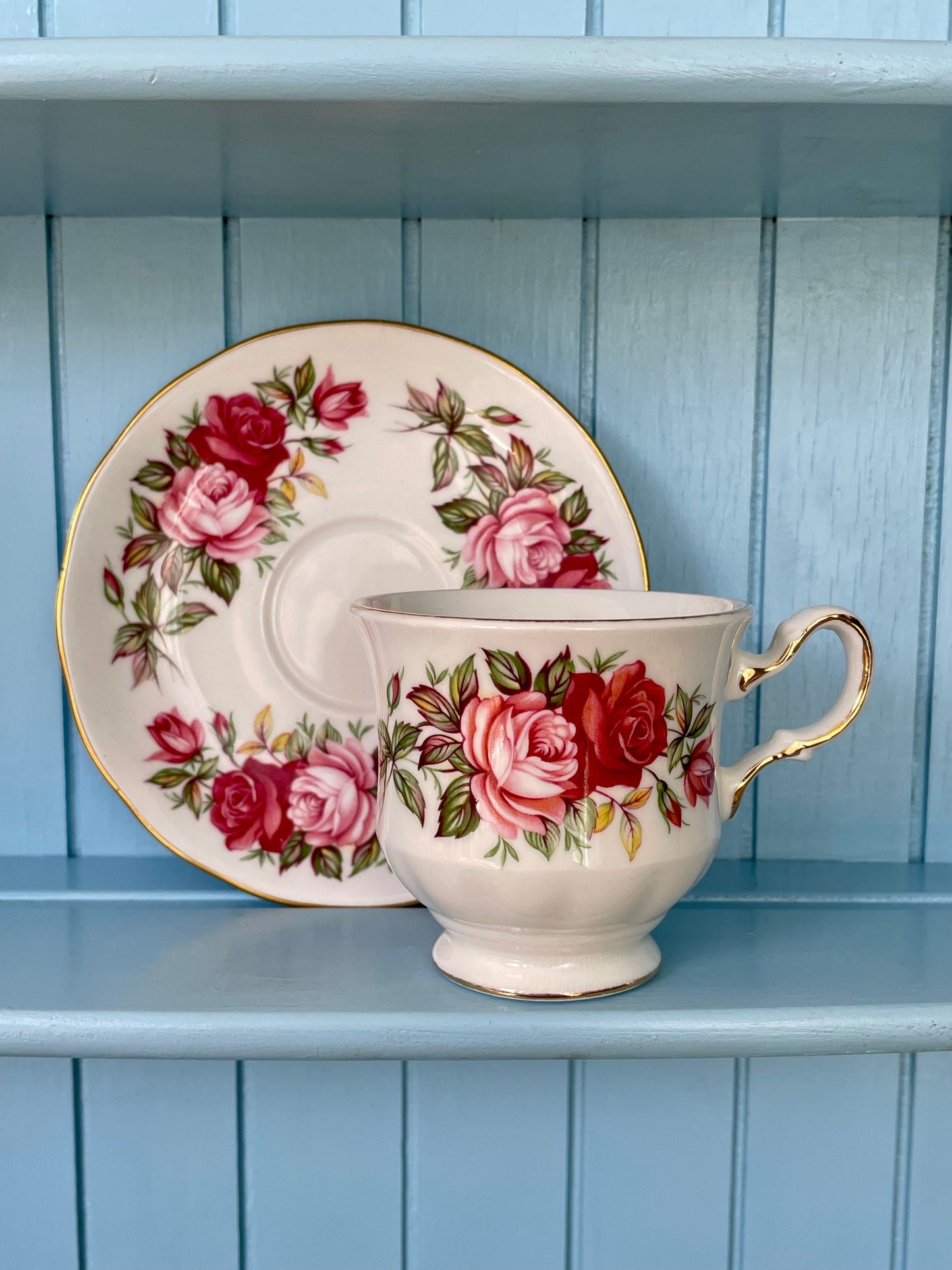 Vintage Queen Anne Cherry Blossom, Pink Floral Bone Tea Cup and Saucer, Antique English China, Previously Loved Vintage Cup, High-Tea Party