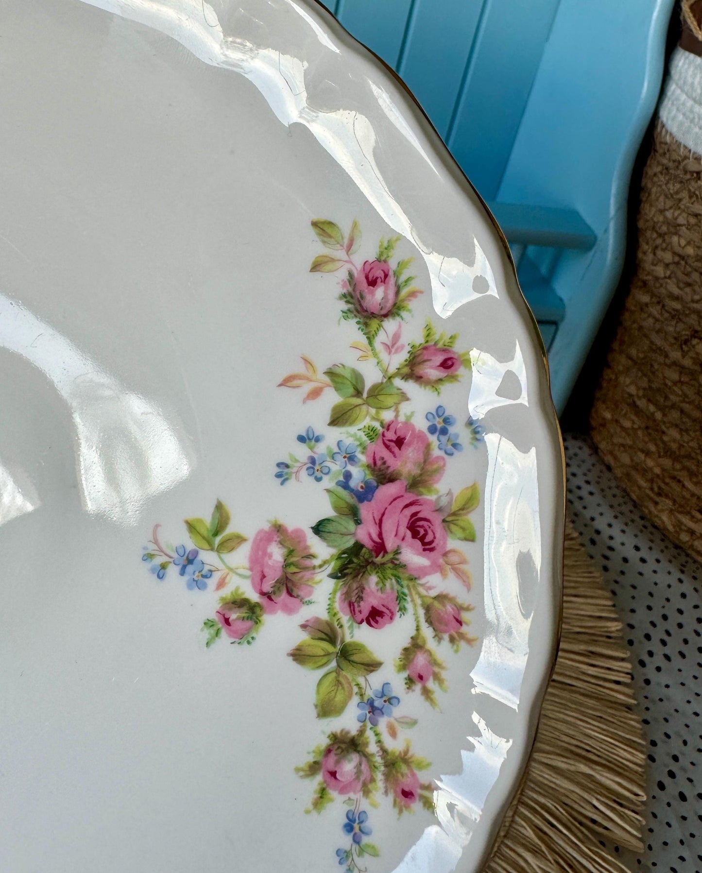 Rare Vintage Royal Albert "Moss Rose" Hard to Find Pedestal Cake Stand, Bone China, Previously Loved, Read Description, Made in England