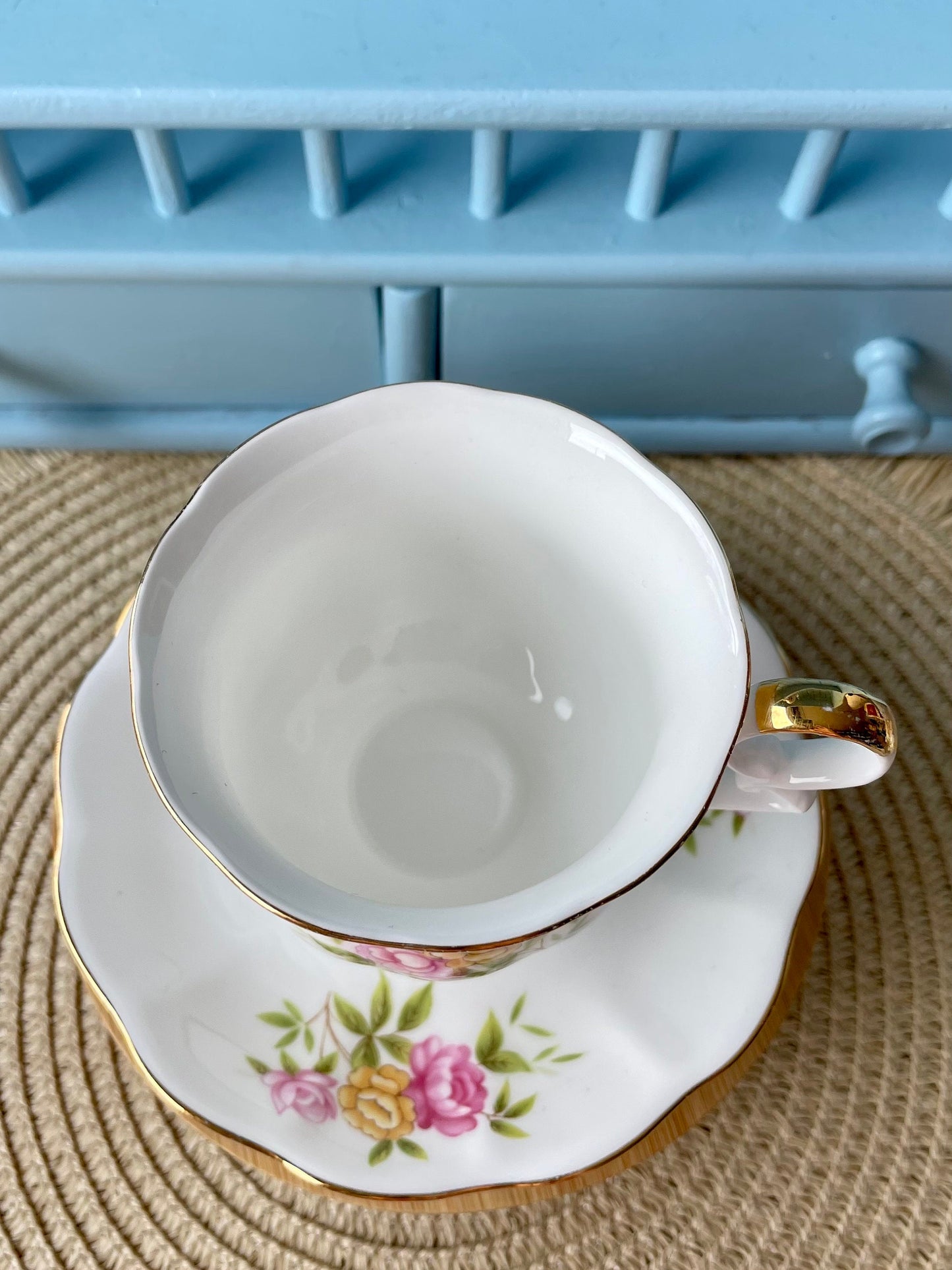 Vintage Royal Ascot 'Country Bouquet' Tea Cup And Saucer, Made In England. Fine Bone China, Previously Loved Cup, Antique British TeaCup
