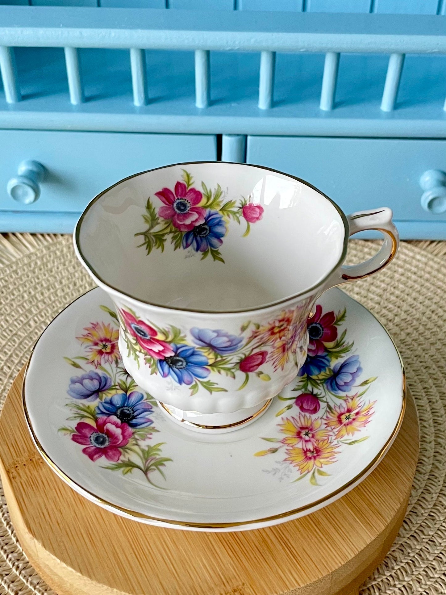 Vintage Beautiful Paragon Flower Festival, English Bone China, Coffee Cup and Saucer, Previously Loved Lady Sized Cup, Lovely Gift, England