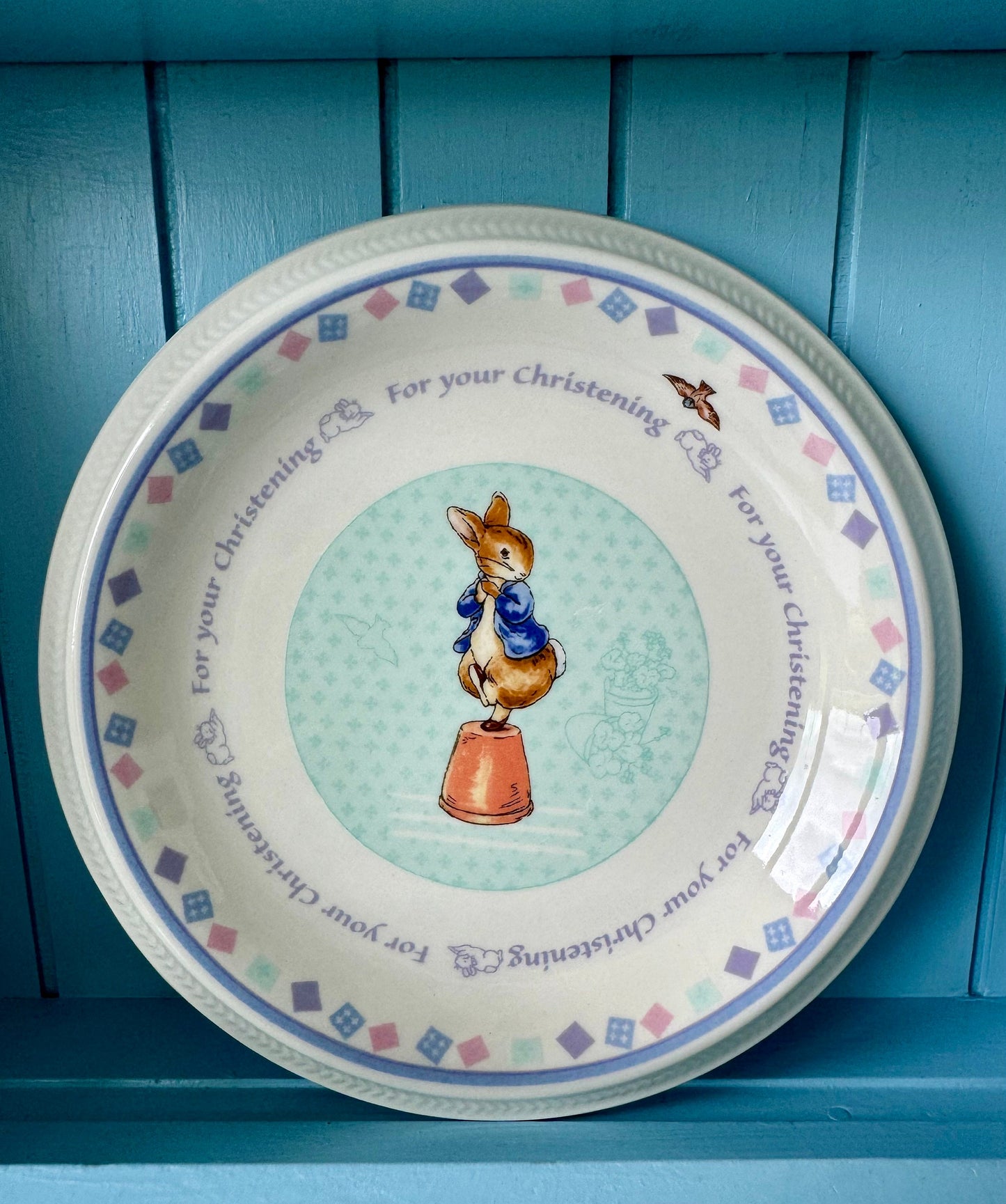 Vintage Wedgwood "Peter Rabbit" Christening Set, 3 Piece Set of Mug, Plate & Bowl, Beatrix Potter, Perfect Christening Gift, Made in England