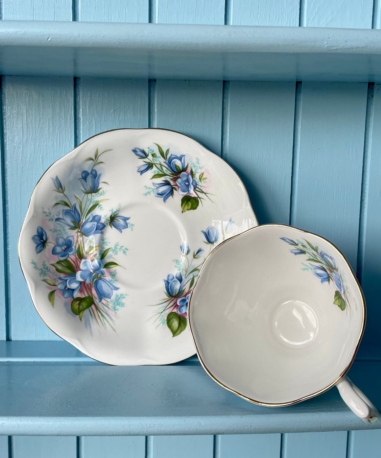 Vintage Richmond "Pretty Blue Floral" TeaCup & Saucer, Fine Bone China England, 1050, Previously Loved, Perfect Blue Antique TeaCup, HighTea