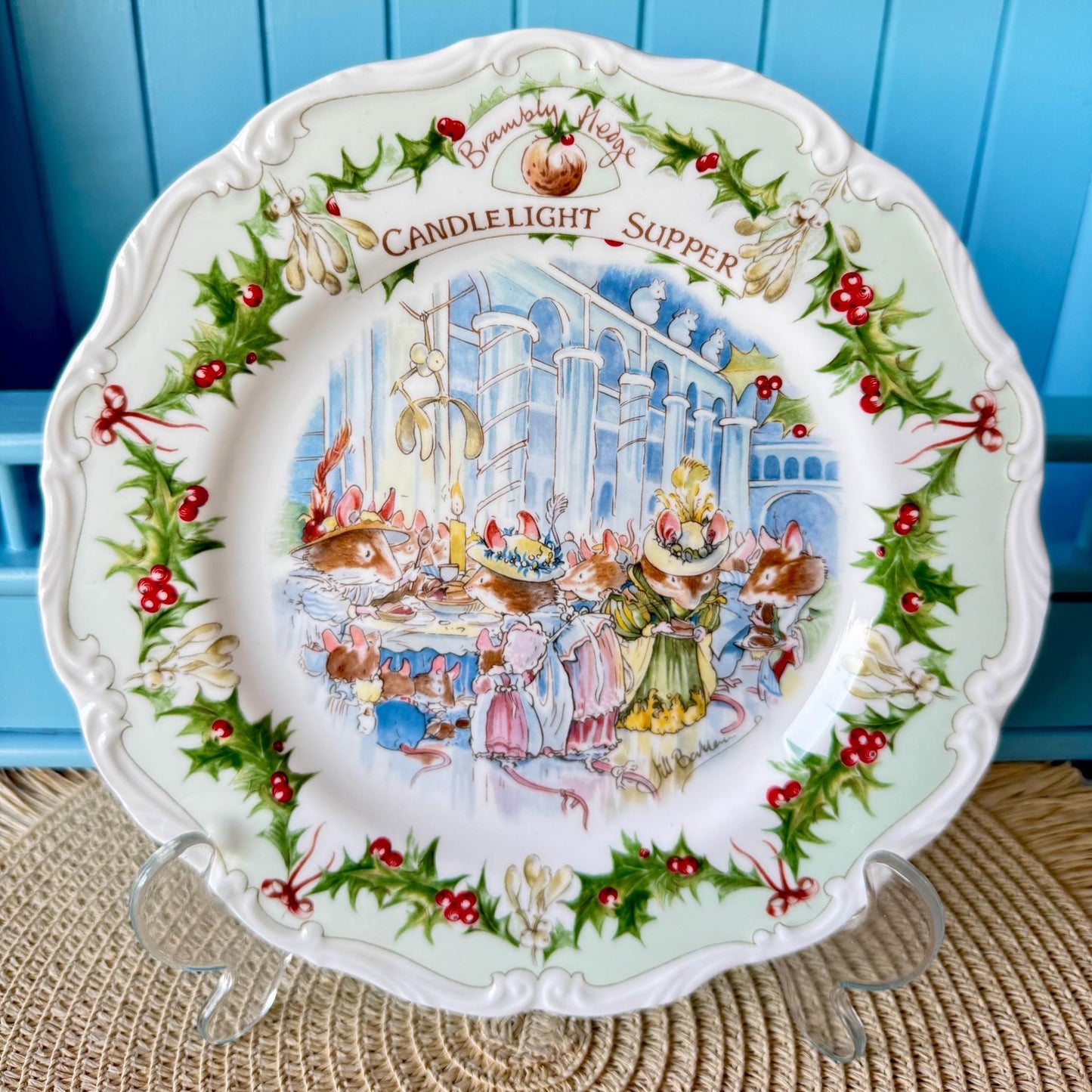 Vintage Royal Doulton "Brambly Hedge" Candlelight Supper Plate, Midwinter Collection 8 Inch Plate, Jill Barklem, Bone China, Made inEngland