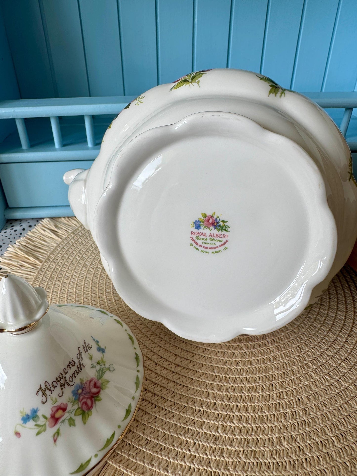 Very Rare Royal Albert Flower of the Month Teapot, Large 1.25L Bone China, All 12 Monthly Flowers, England Vintage Collector's Piece,