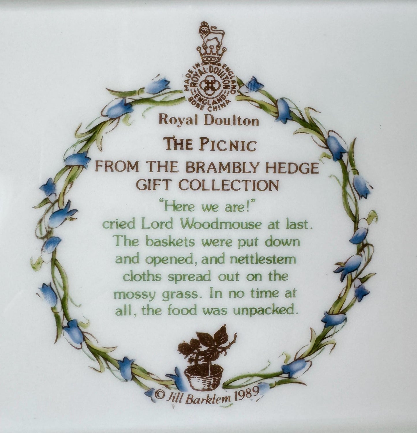 Very Rare Vintage Brambly Hedge The Picnic Plate Royal Doulton 1989, Rare Sandwich Tray, Storybook Mice, Unused Vintage Collector's Gift, UK