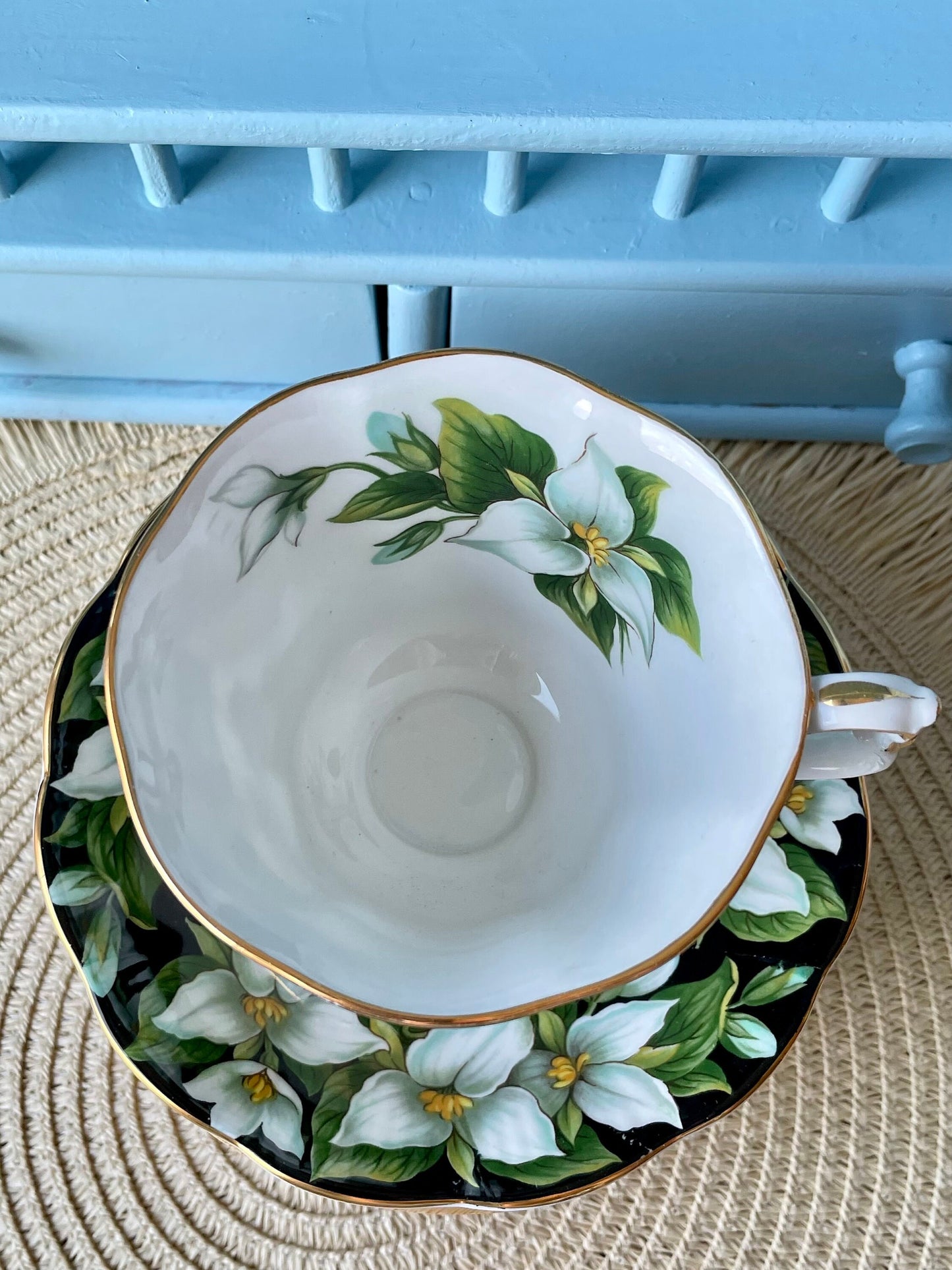Vintage Royal Albert "Trillium" Provincial Flowers TeaCup & Saucer, Fine Bone China, Previously Loved Vintage, HighTea Party, Male Sized