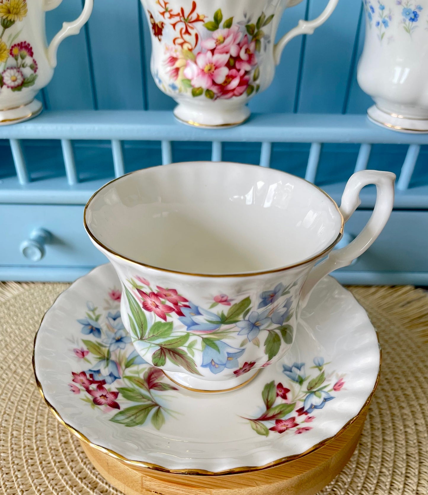 Vintage Royal Albert Bourton Summertime Series Male Sized TeaCup & Saucer, Fine Bone China, Made In England, HighTea Party, Previously Loved