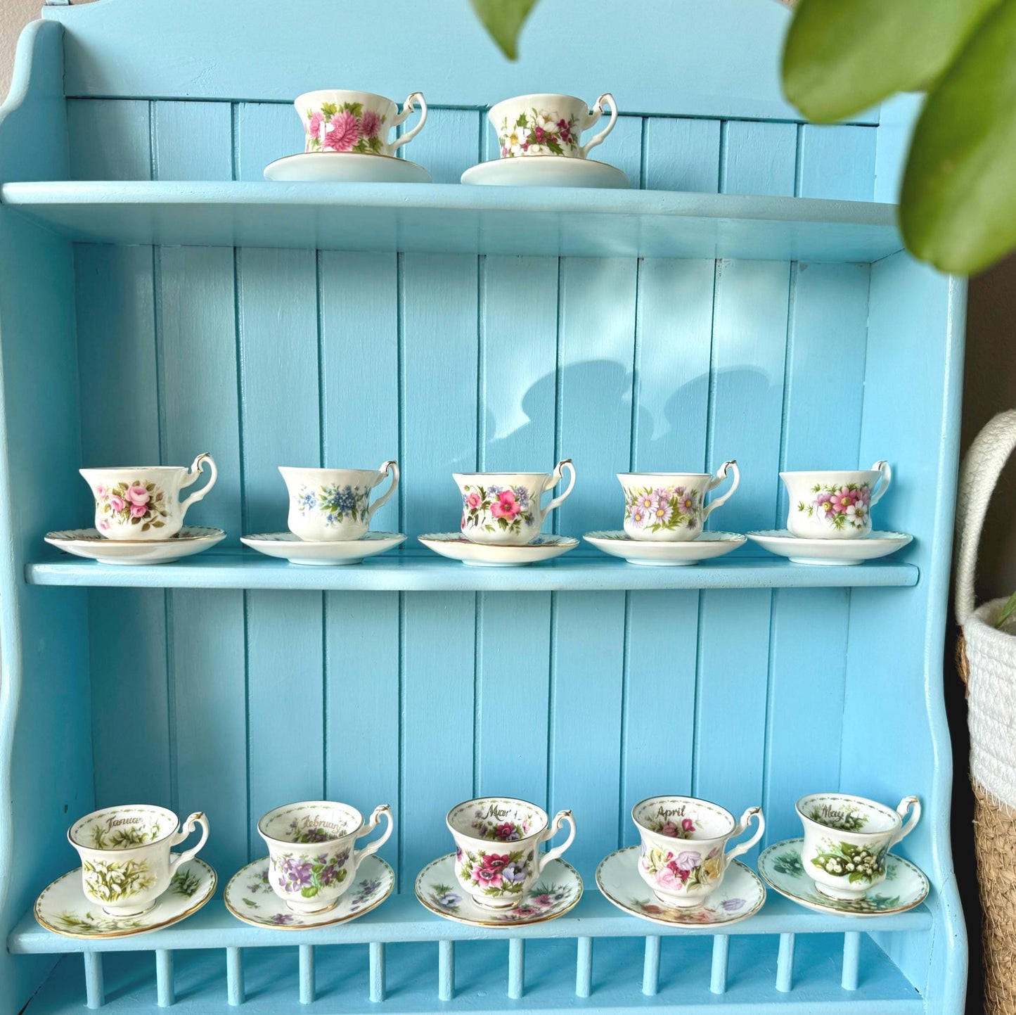 Mini Vintage TeaSet of 12 'Royal Albert' Flower Of The Month Miniature Sized Cup & Saucer, Bone China, Perfect Gift, Set of 12, England