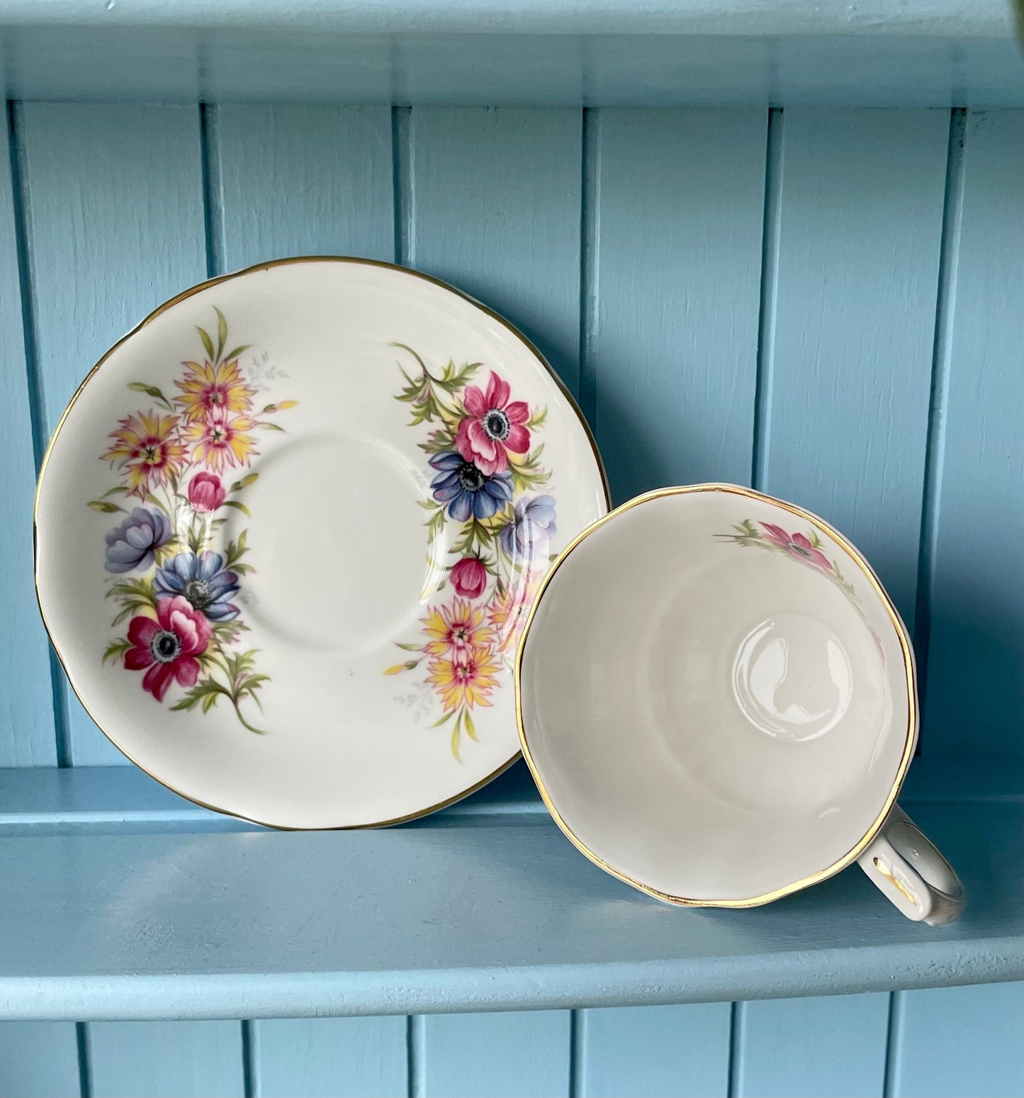 Vintage Beautiful Paragon Flower Festival, English Bone China, Coffee Cup and Saucer, Previously Loved Lady Sized Cup, Lovely Gift, England