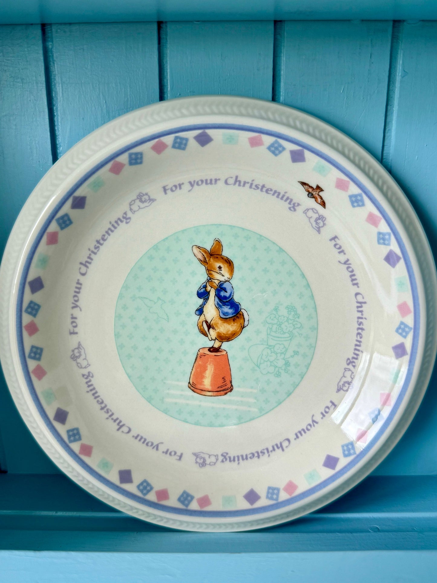Vintage Wedgwood "Peter Rabbit" Christening Set, 3 Piece Set of Mug, Plate & Bowl, Beatrix Potter, Perfect Christening Gift, Made in England