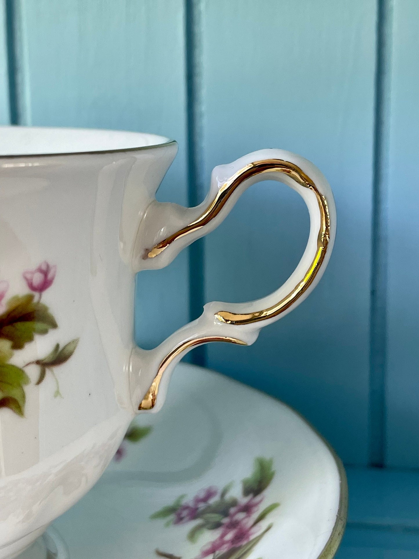 Vintage Queen Anne Robin, Pink Floral Bone Tea Cup and Saucer, Antique English China, Previously Loved Vintage Cup, High-Tea Bridal Party