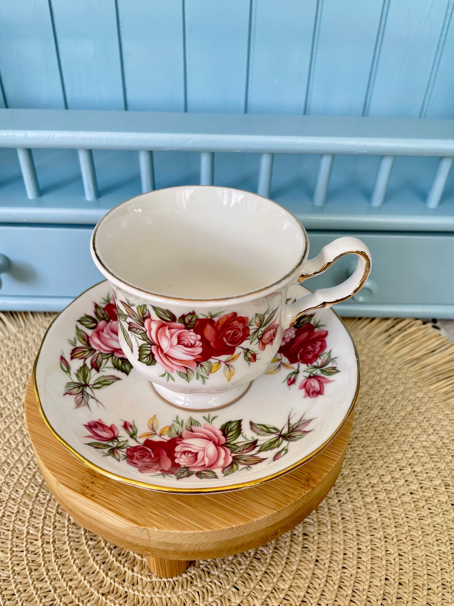 Vintage Queen Anne Cherry Blossom, Pink Floral Bone Tea Cup and Saucer, Antique English China, Previously Loved Vintage Cup, High-Tea Party