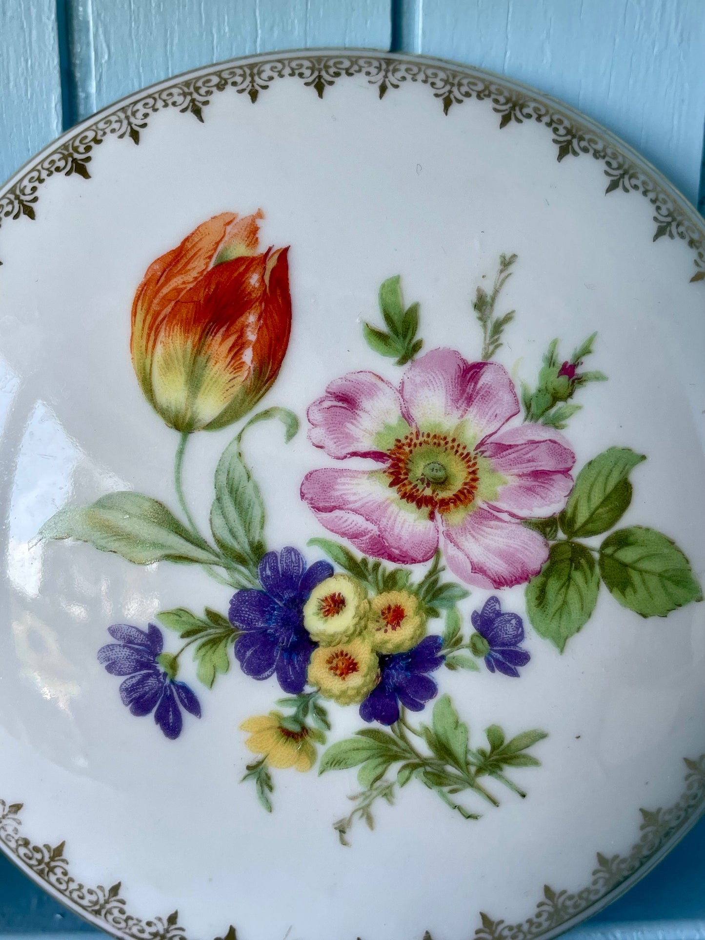 Hard To Find Vintage Limoges France Floral Lidded Trinket Box, Gold And Porcelain, Previously Loved, Very Collectible, French Antique