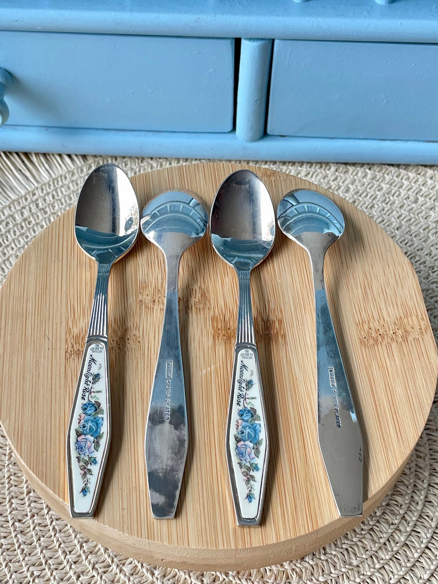 Vintage Royal Albert "Moonlight Rose" TeaSpoon, 4 Spoons Available, Silver Plated, Previously Loved Vintage, For HighTea, Made In England