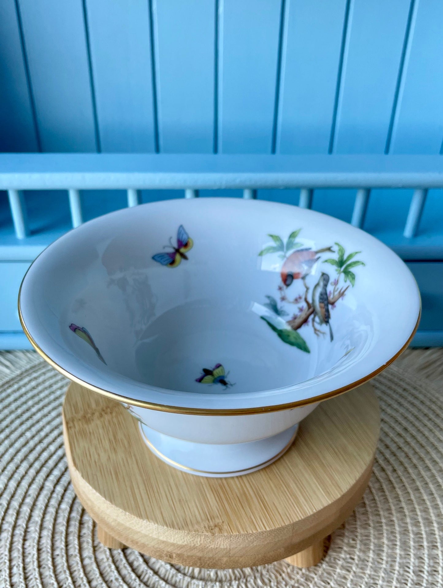 Pretty Vintage Herend Rothschild Birds Footed Bowl, HandPainted, Hungarian Porcelain, 15cm in diameter, Previously Loved, Made in Hungary