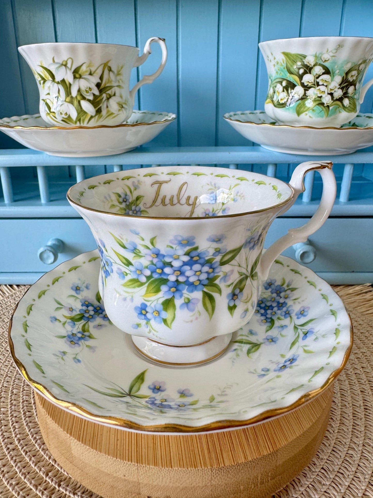 Vintage Royal Albert Flower Of The Month Male Sized Duo's Cup & Saucer, Fine Bone China, High Tea Party, Made in England, Sold Individually