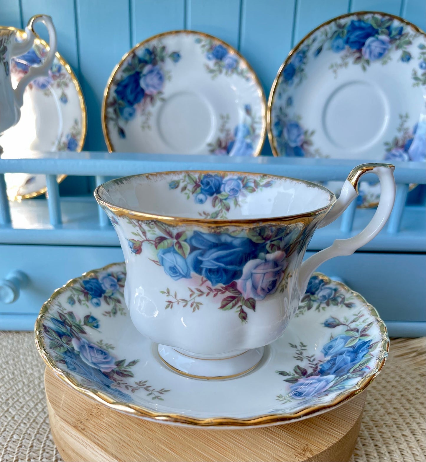Beautiful Vintage Male Sized Royal Albert "Moonlight Rose" Teacup & Saucer, Made in England, Previously Loved, Display Piece, High-Tea Party
