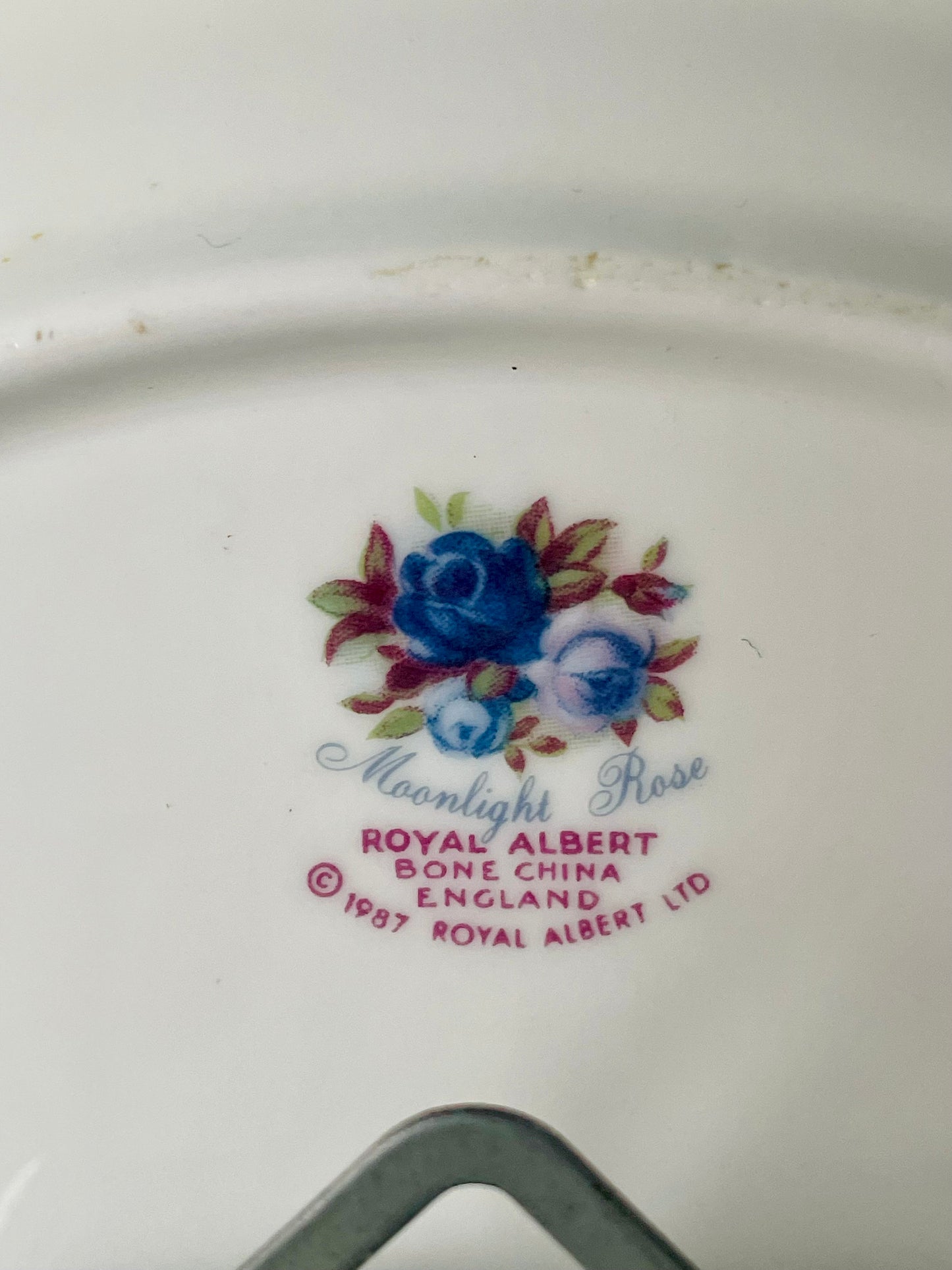 Hard to Find Royal Albert 'Moonlight Rose' Astral Quartz Clock: Timeless Elegant Wall Piece, Beautiful Blue Roses Decor, Made in England