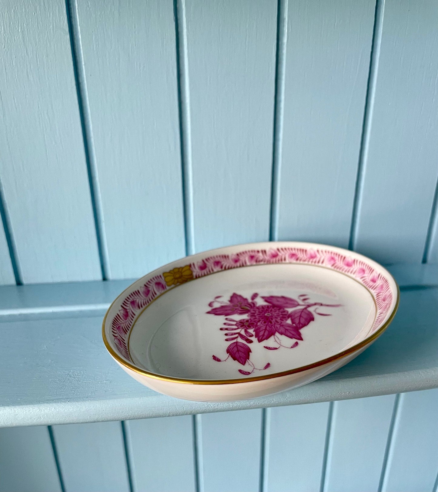 Sweet Vintage Herend Apponyi Raspberry Small Trinket Dish, HandPainted Hungarian Porcelain, Previously Loved, Perfect Gift For Herend Lovers