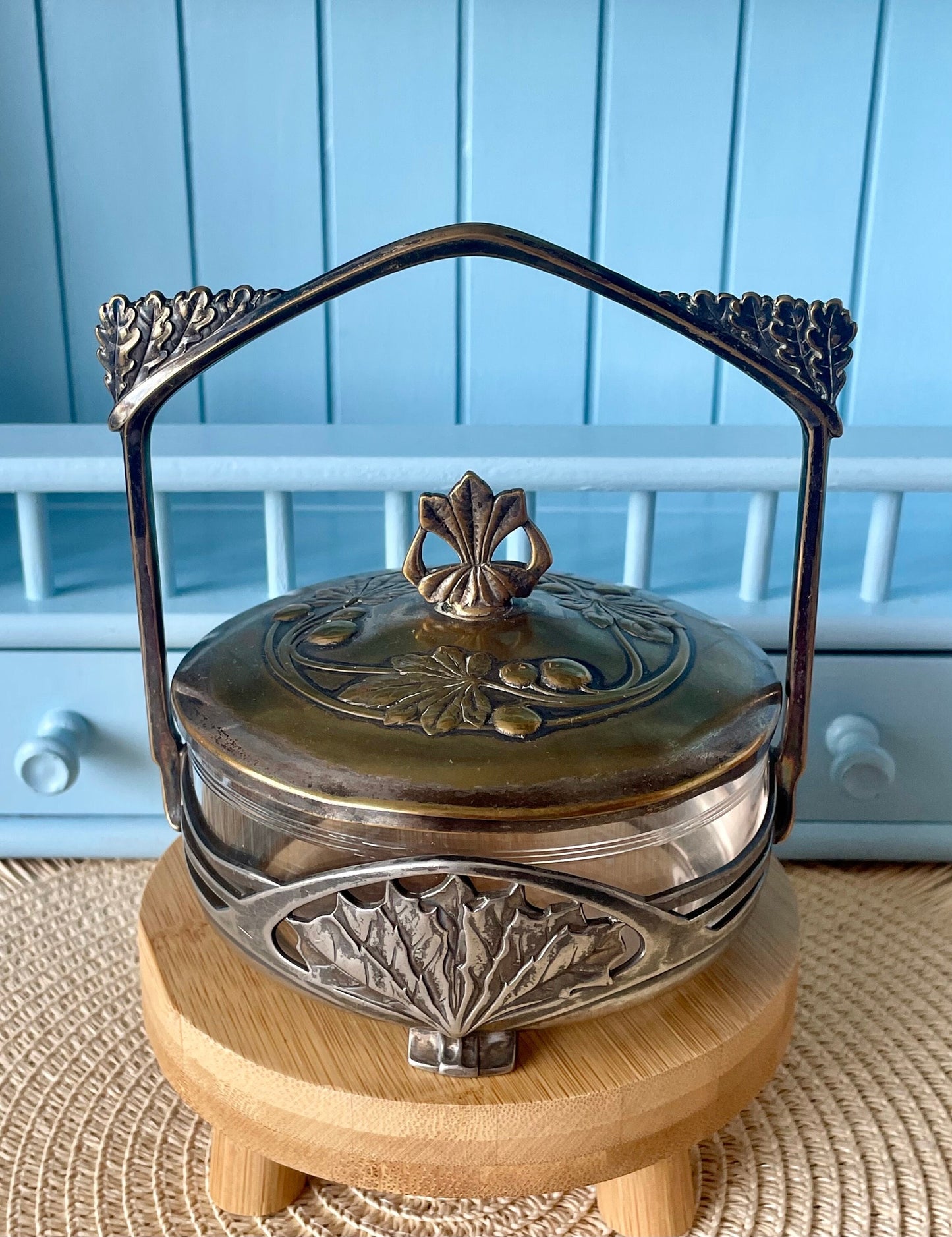 Beautiful Art Nouveau Elegance: WMF Glass Bonbon Box with Silverplated Lid (I/O Mark) Previously Loved Antique, Collectors Item, Lovely Gift