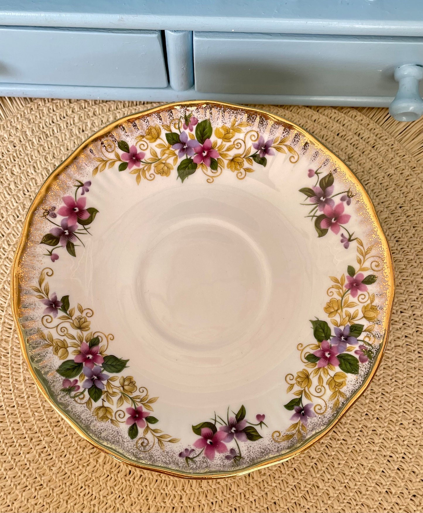 Vintage Elizabethan Fine Bone China Tea Cup and Saucer - Pink Yellow Floral Gold Trim, Previously Loved Vintage, Antique Tea Cup, High Tea
