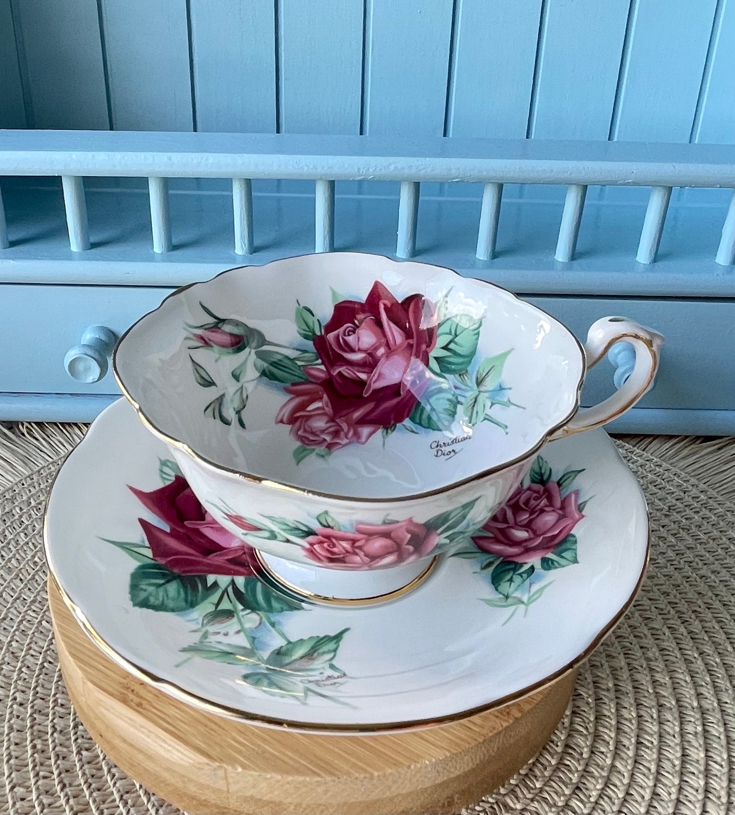 Very Rare Vintage Paragon 'Christian Dior' TeaCup And Saucer, Truly Unique find, Previously Loved, Special Edition, Christian Dior Signature