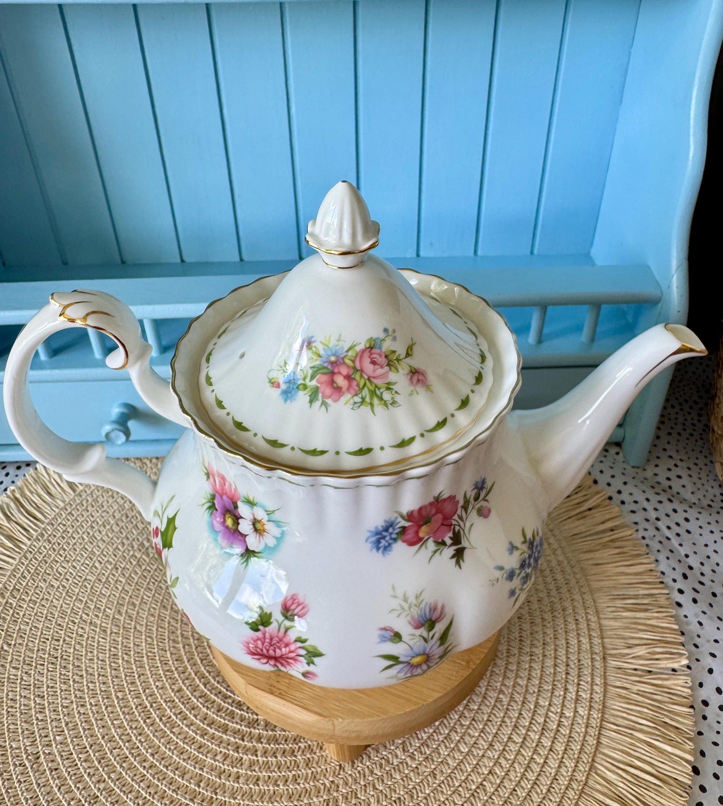 Very Rare Royal Albert Flower of the Month Teapot, Large 1.25L Bone China, All 12 Monthly Flowers, England Vintage Collector's Piece,